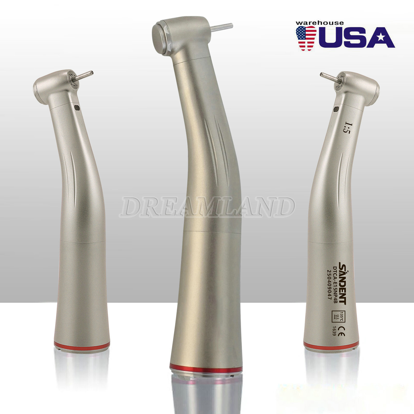 SANDENT Dental Electric Handpiece 1:5 Fiber Optic Contra Angle Standard E Type