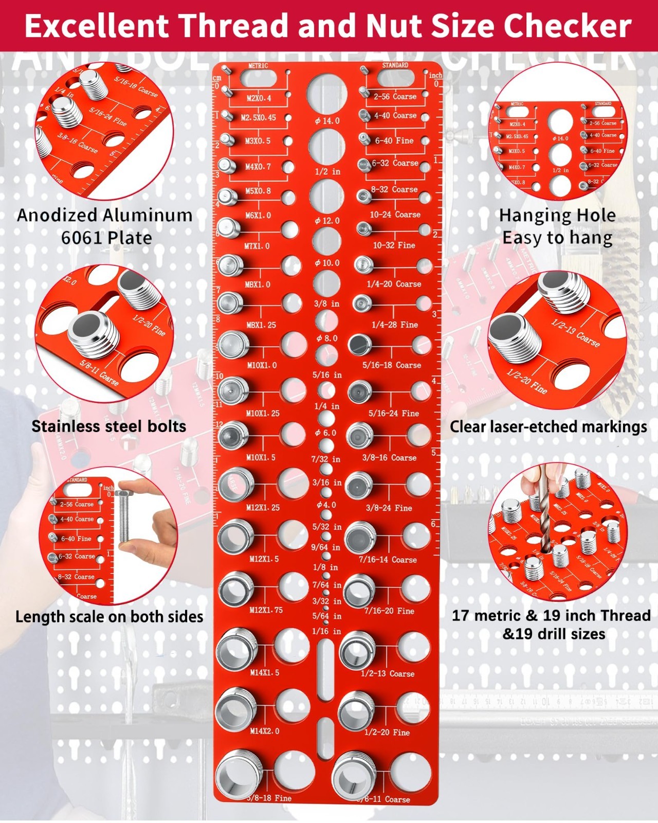55 Nut and Bolt thread checker thread checker Standard and Metric