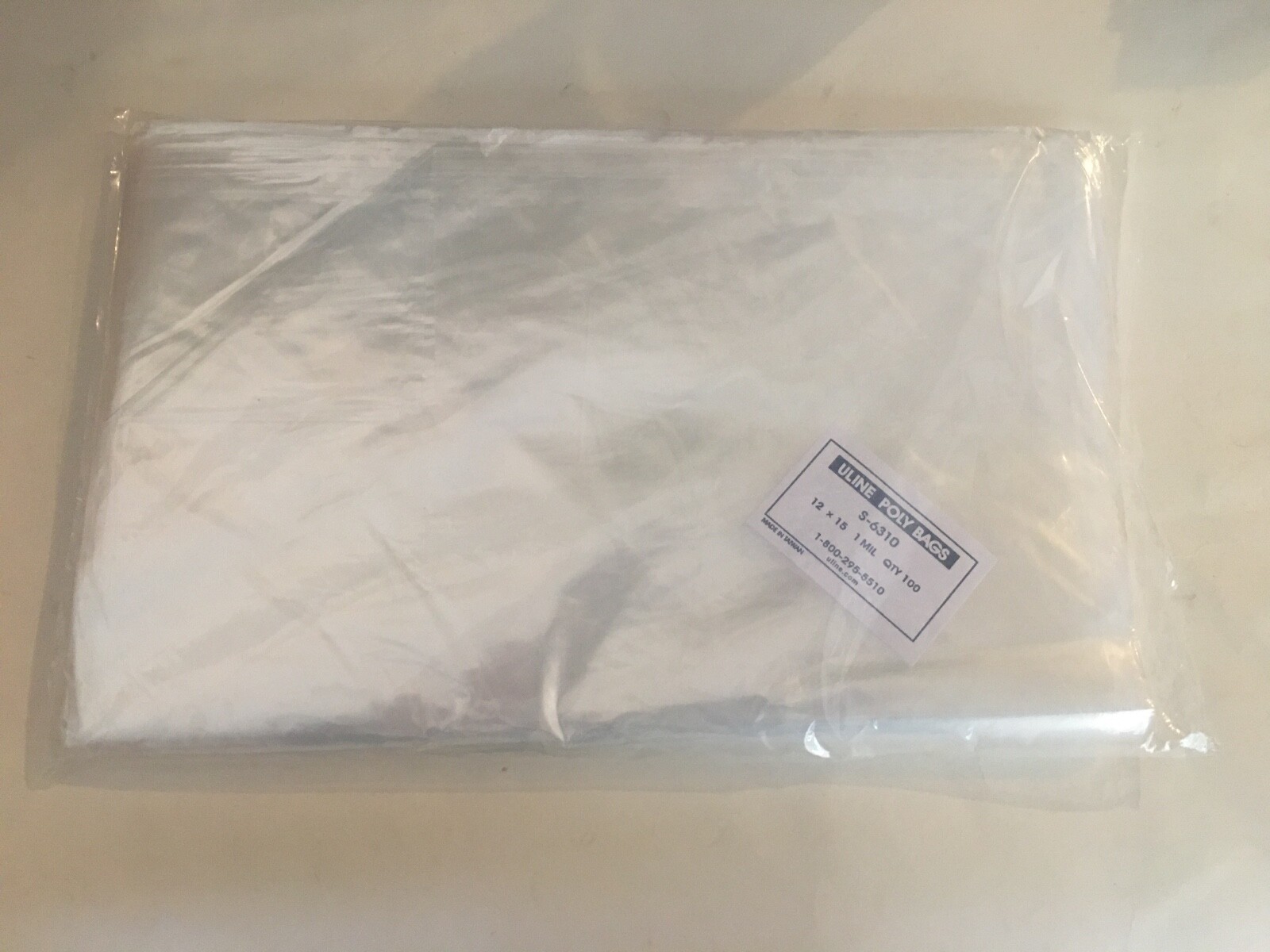 100 CLEAR 12 x 15 POLY BAGS LAY FLAT OPEN TOP PLASTIC PACKING ULINE BEST 1 MIL