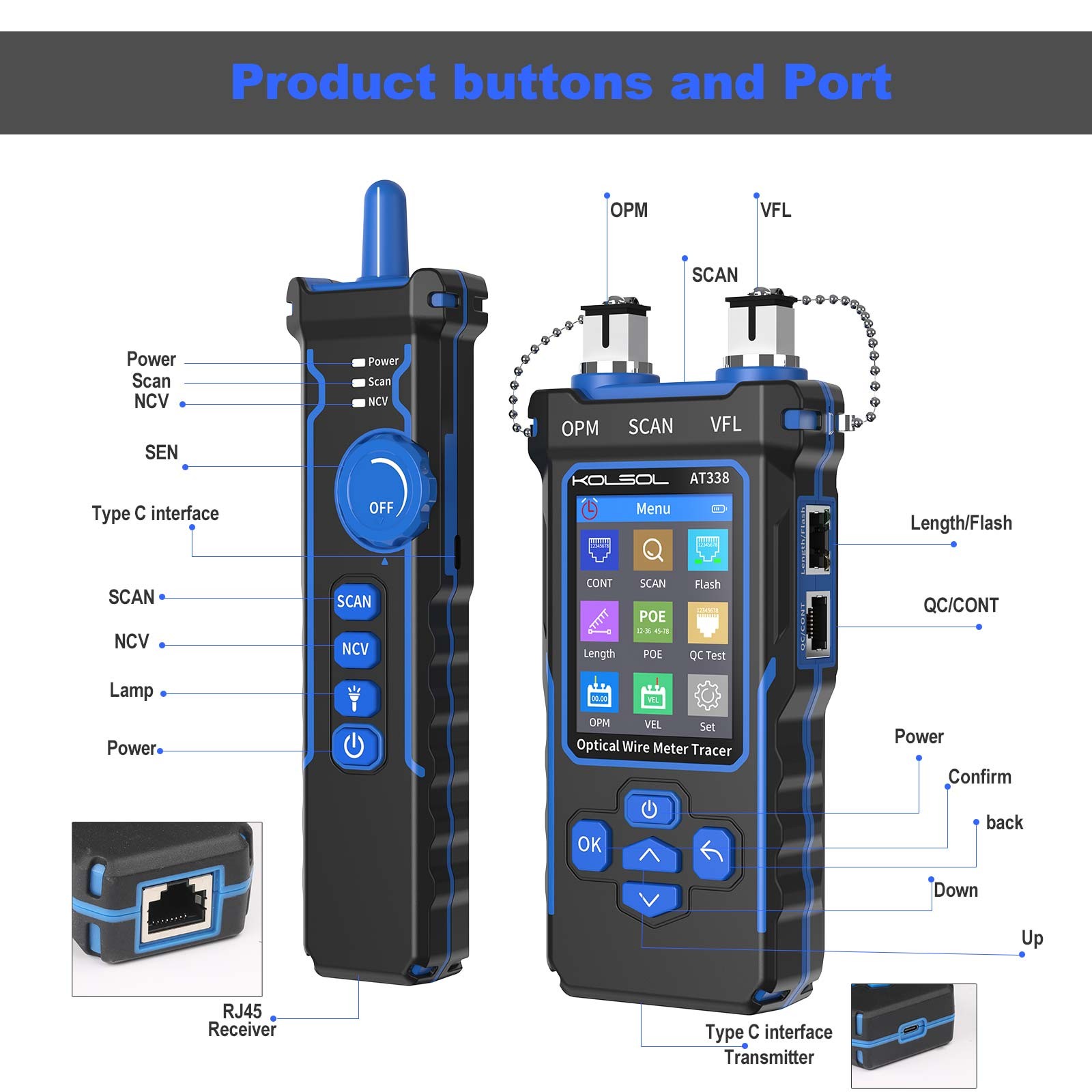 NF-8508 Network Cable Tester LAN Optical Wire Meter Power Meter Tester CAT6/CAT6