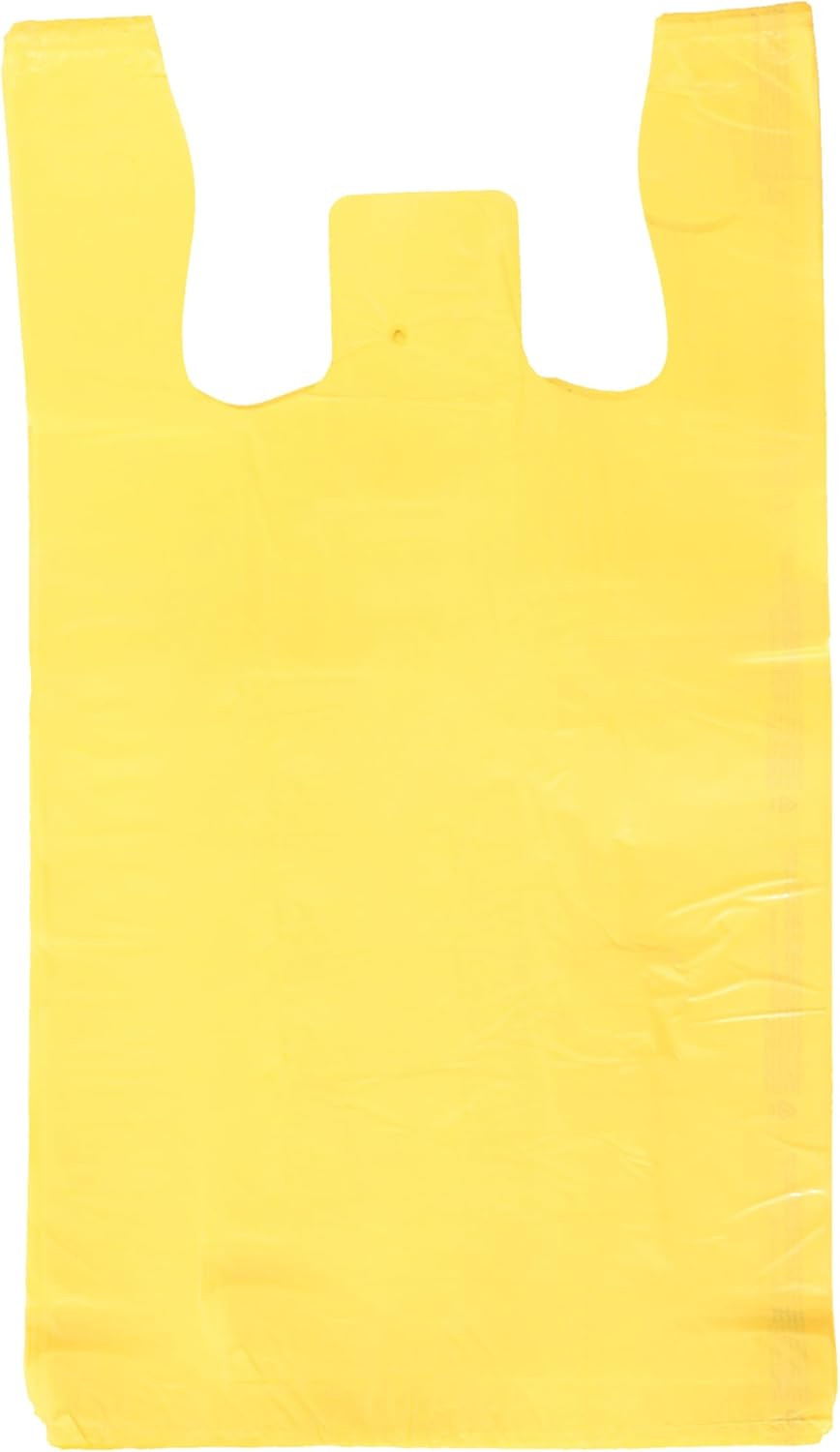 Yellow Plastic T-Shirt Shopping Bags – Case of 1,000-11 ½” X 6″ X 21″ –