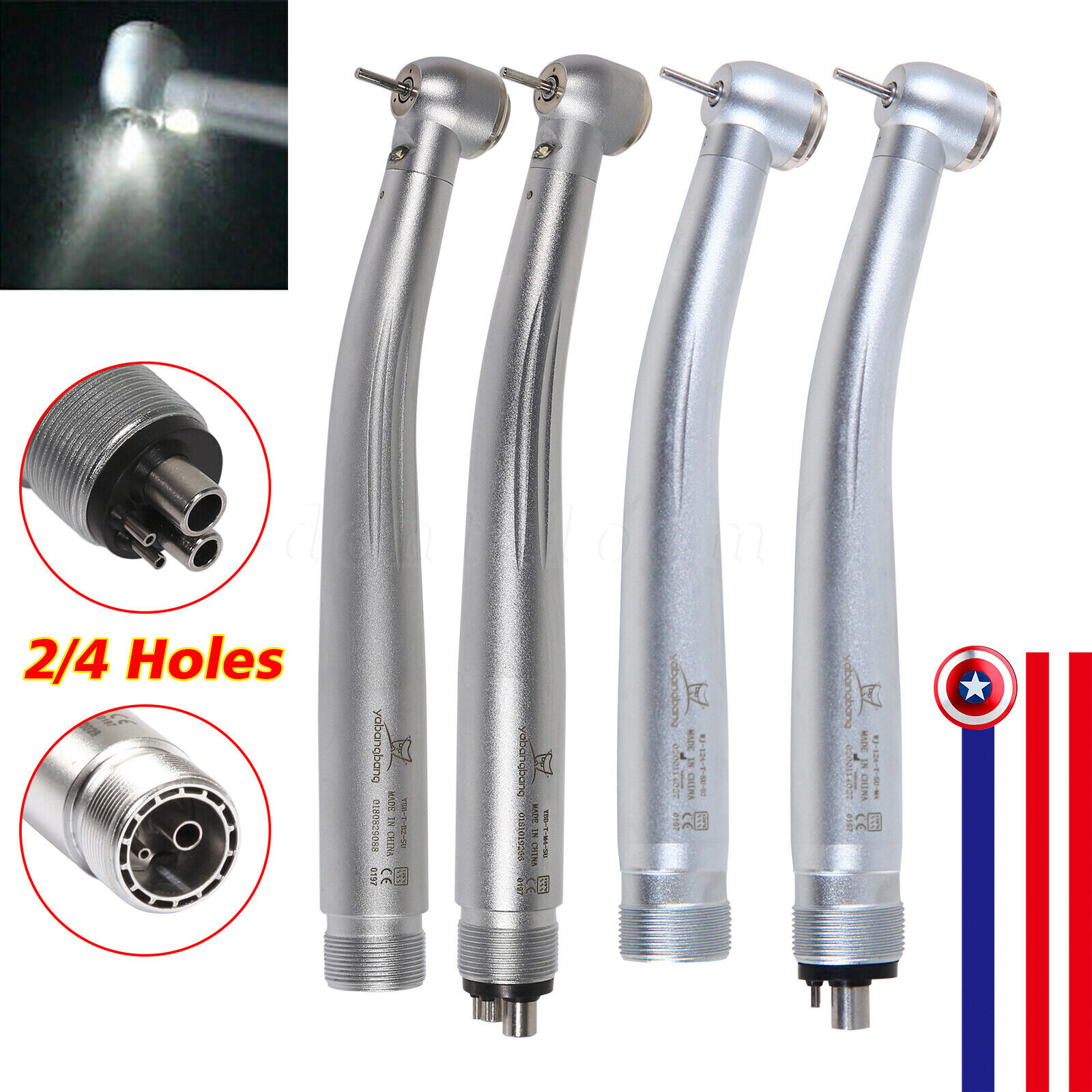 Dental (LED E-generator) High Speed Handpiece Push Button 2Holes/4Holes Surgical
