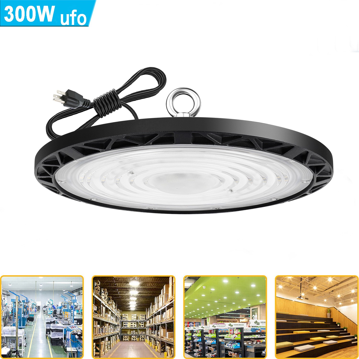 300W UFO Led High Bay Light Warehouse Factory Commercial Industrial Shop Light