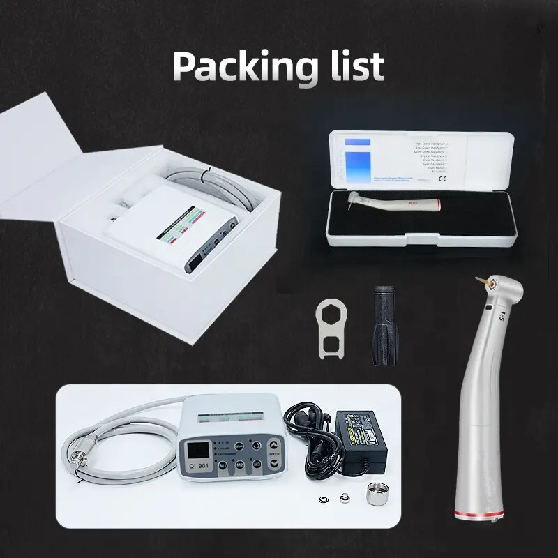 Dental Brushless Electric LED Micro Motor 4 Hole QI 901 with 1:5 Contra Angle