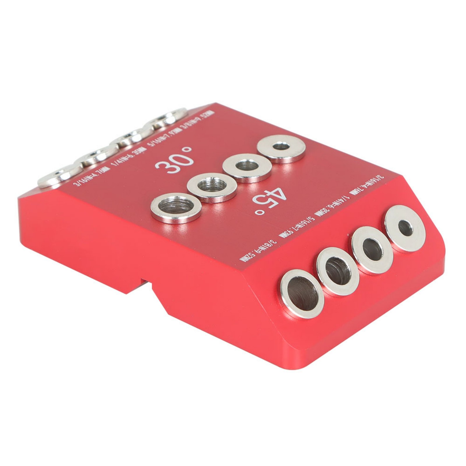 1 Pack Angle Drill Hole Guide Jig Red 4 Sizes 30 45 90 Degree Drilling Template