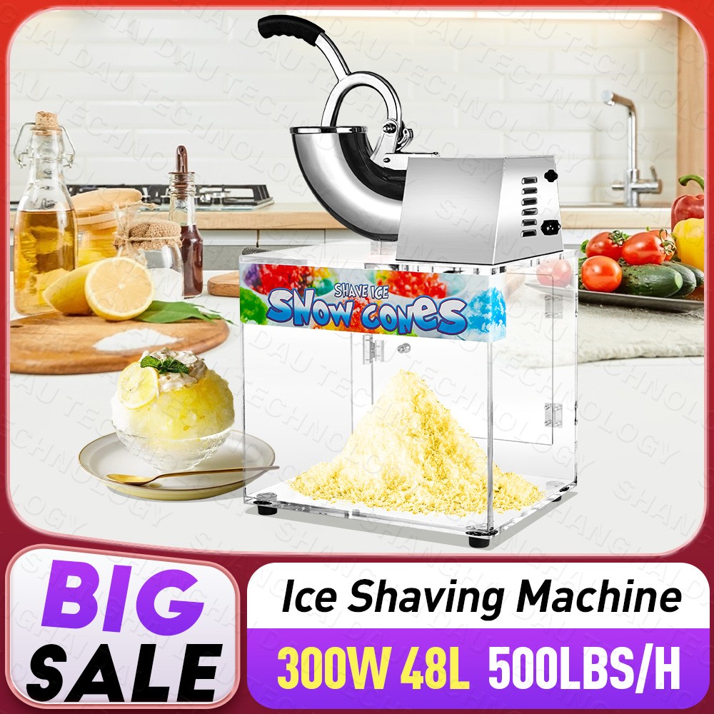 48L 500LB/H Commercial Ice Shaver Snow Cone Machine Suitable for Family Parties