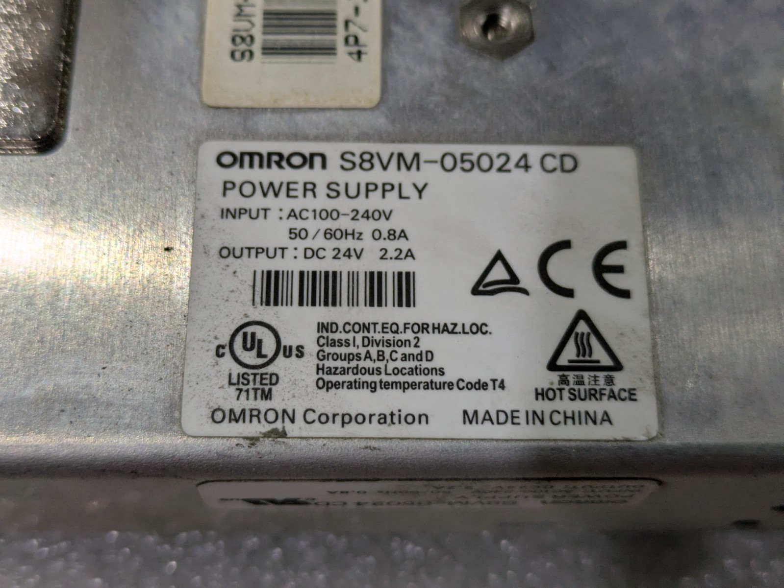 OmROn S8VM-05024 CDPOWER SUPPLYCDPOWER SUPPLY AC100-240V50/60Hz 0.8ADC 24V 2.2A