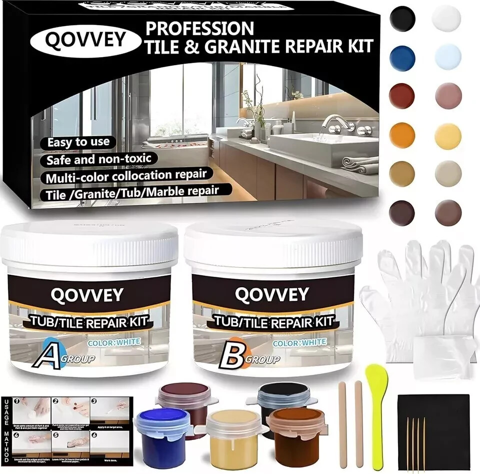 Tile Repair Kit & Granite Quartz Countertop Chip Repair Kit Color Match Marble