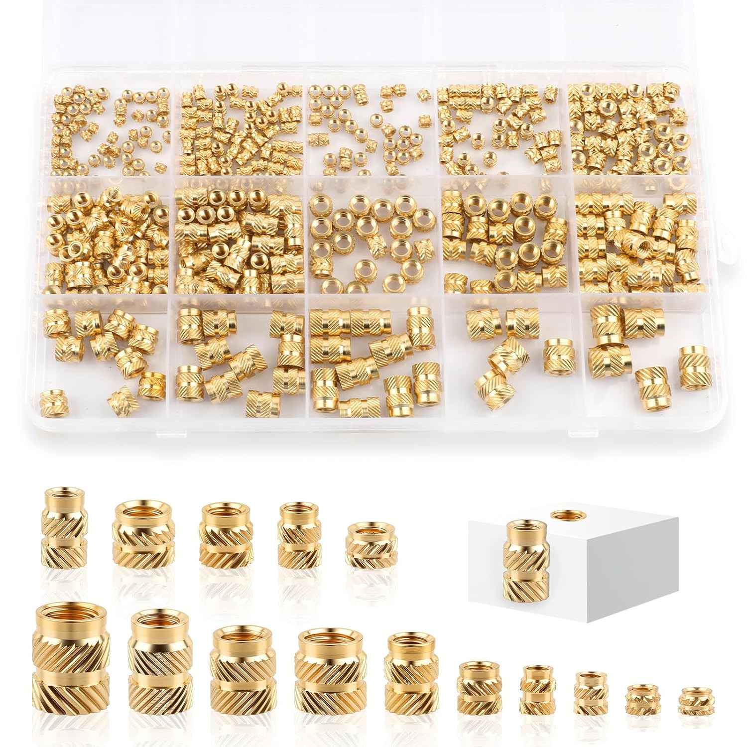 420 Pcs Threaded Inserts, M2 M2.5 M3 M4 M5 M6 Brass Heat Set Inserts