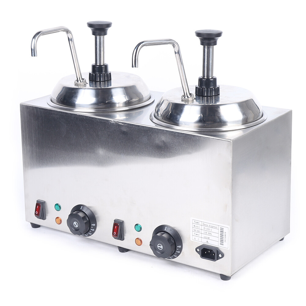 1600W Commercial Hot Fudge Warmer Nacho Cheese Sauce Warmer w/ Pump Dispenser US