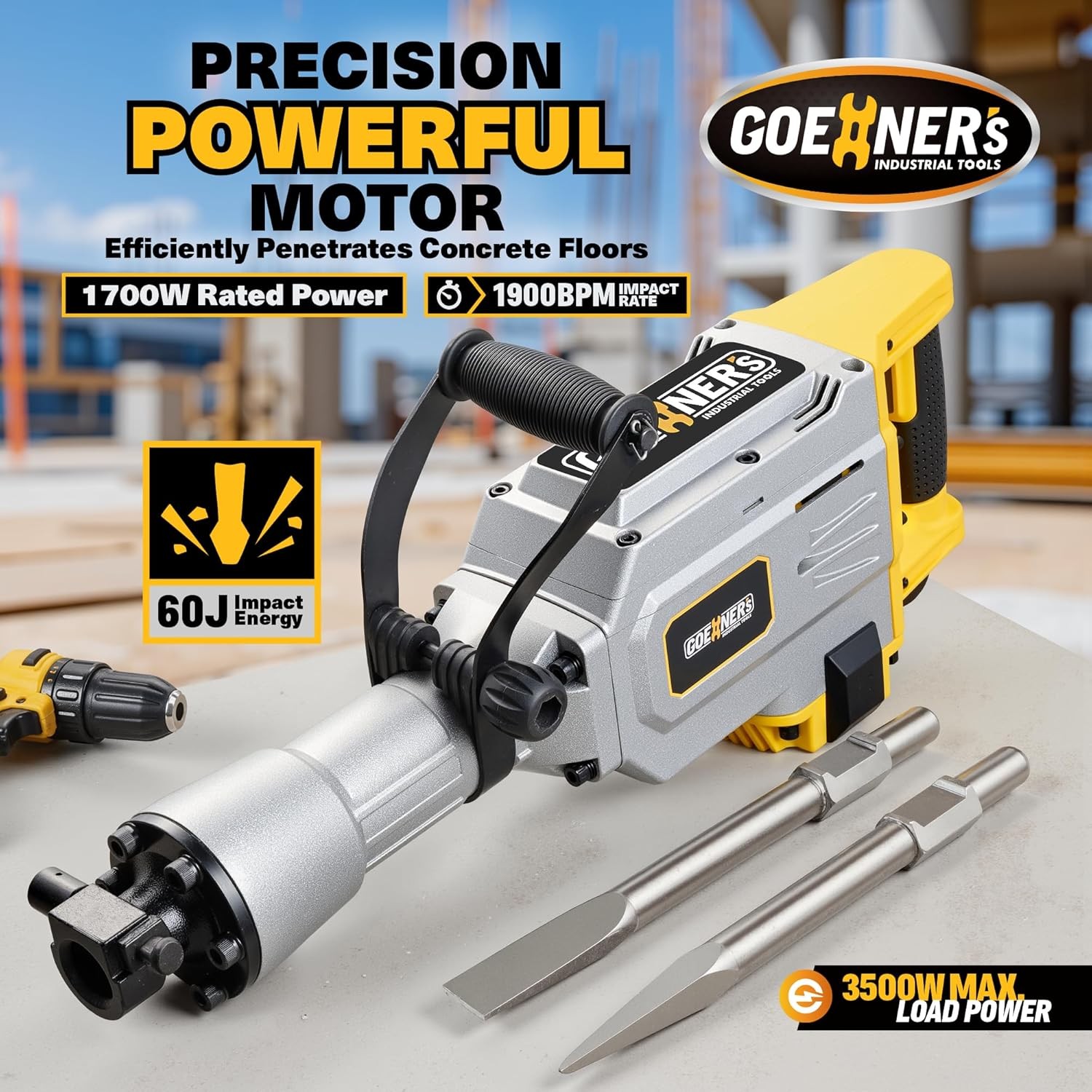 60J Demolition Jack Hammer 3500W 110V 1900RPM Concrete Breaker Electric Tool