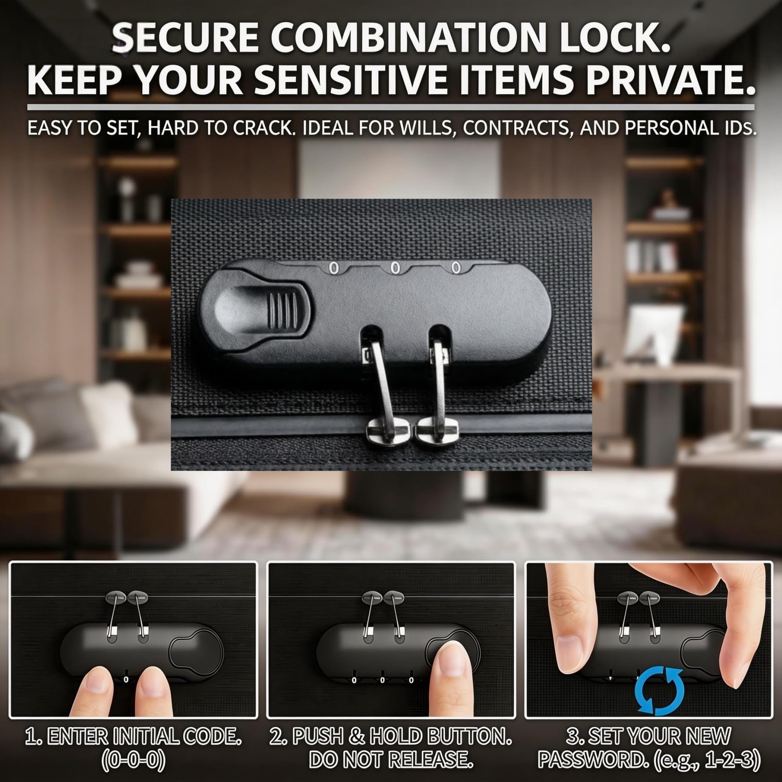Fireproof Document Box with Lock Water Resistant File Organizer Case