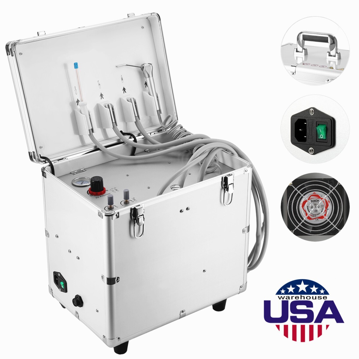 Portable Dental Delivery Unit Treatment Syringe Suction Turbine Air Compressor