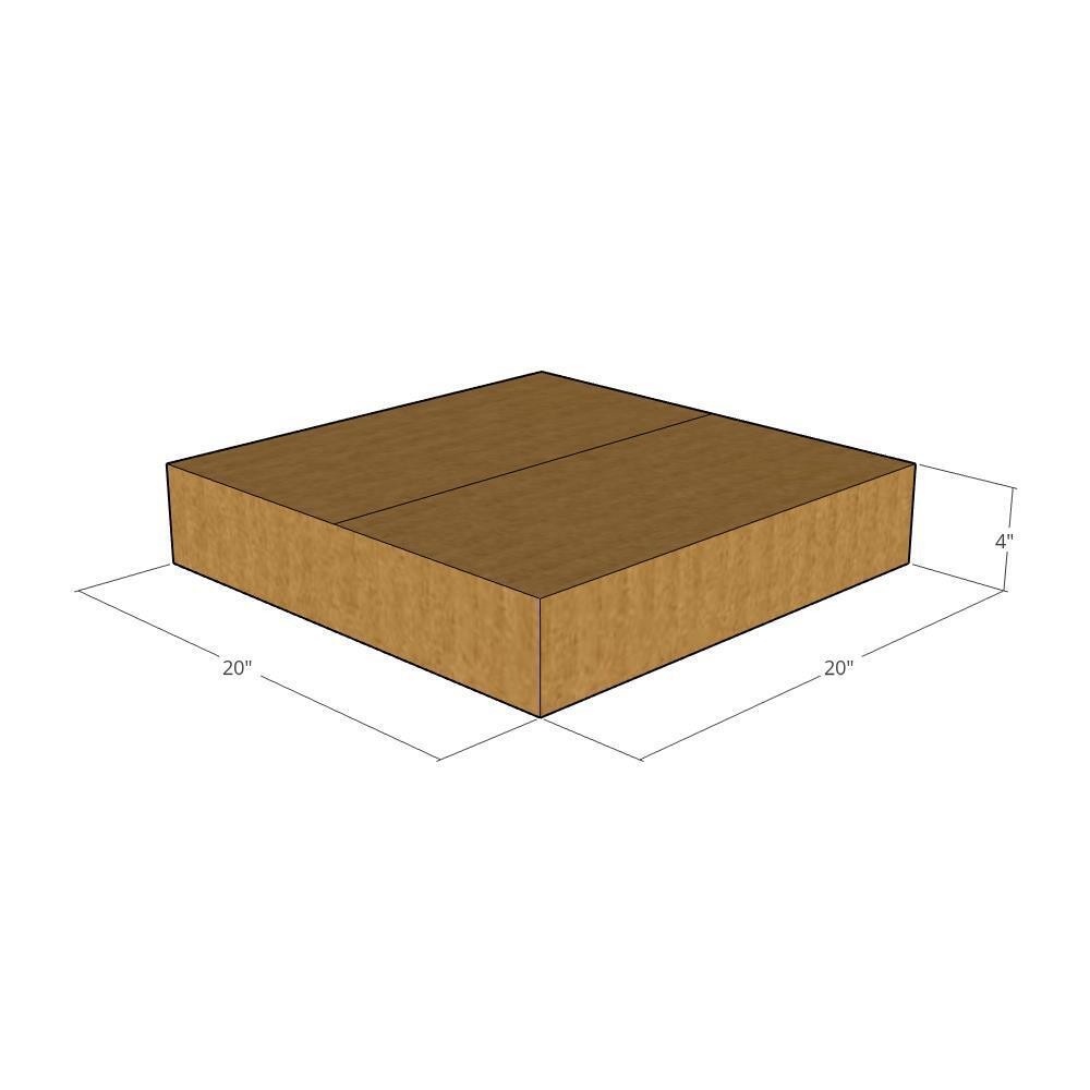 20x20x4 Flat Corrugated Shipping Boxes 32 ECT Single-Wall, 5/Pack