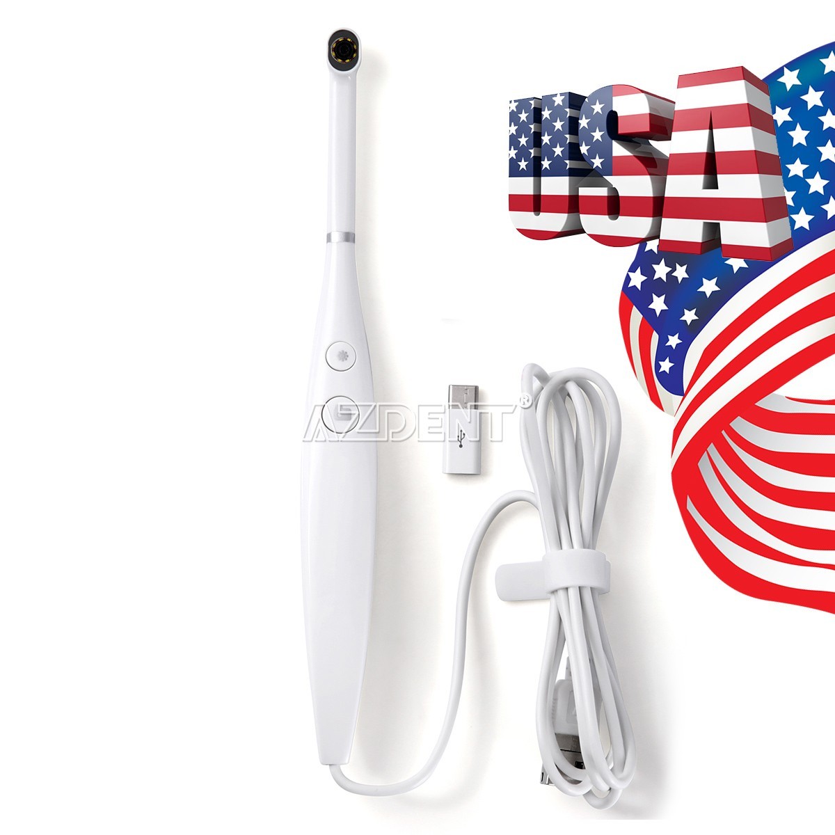 AZDENT Dental USB Intraoral Camera 8 LED Oral Endoscope 3-Speed Adjustment IPX5