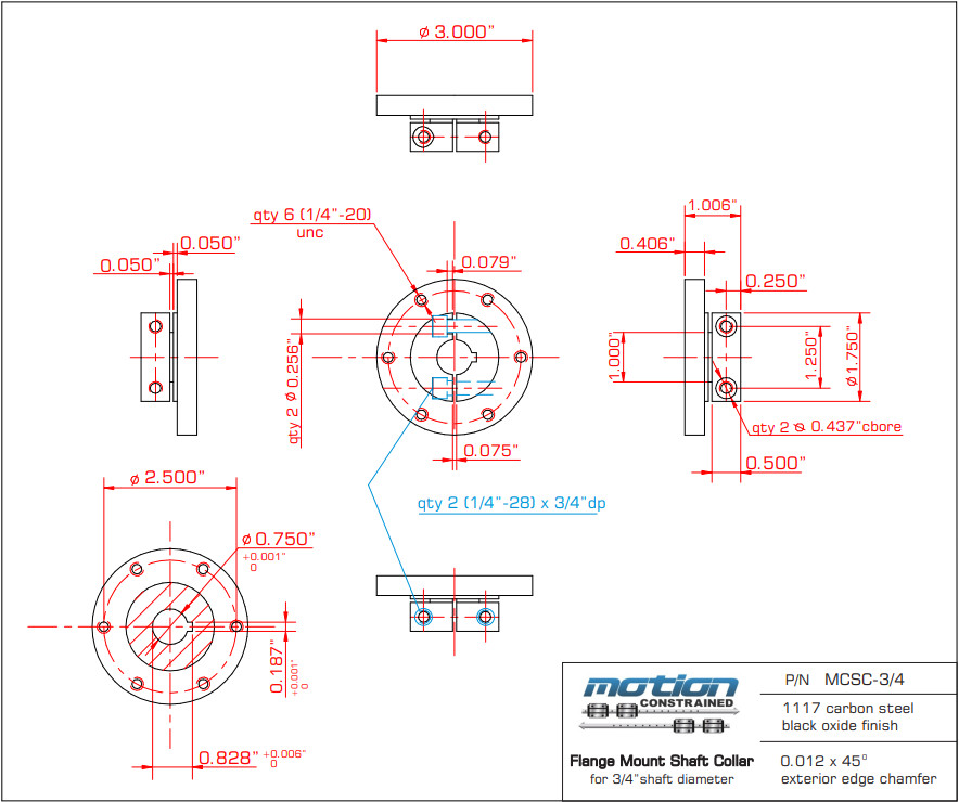 Motion Constrained MCSC Flange / Hub Mount Shaft Collar Couplings