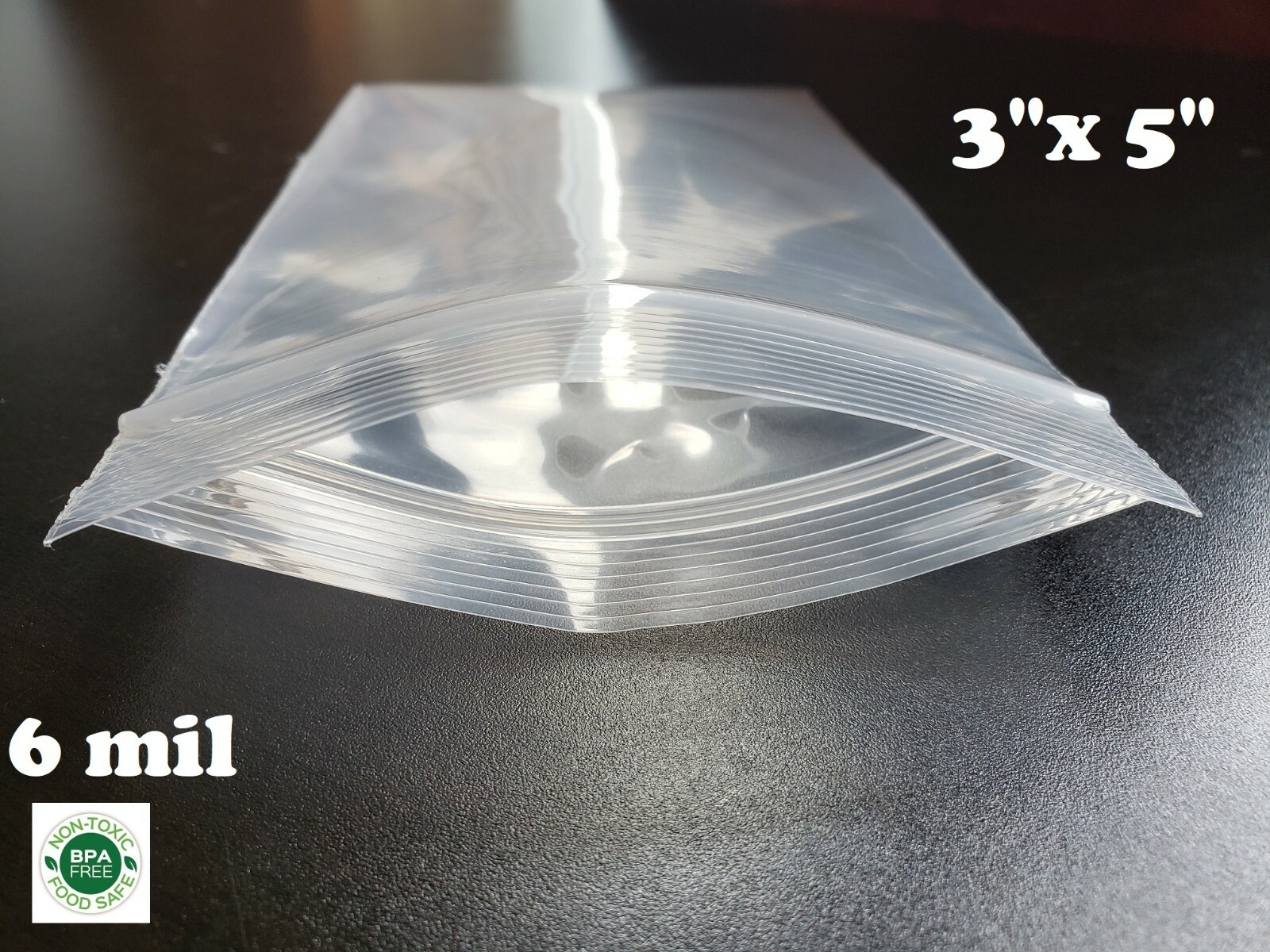 200 3″ x 5″ Extra Heavy Duty 6 Mil Zip Seal Lock Top Plastic Bags Resealable 6ML