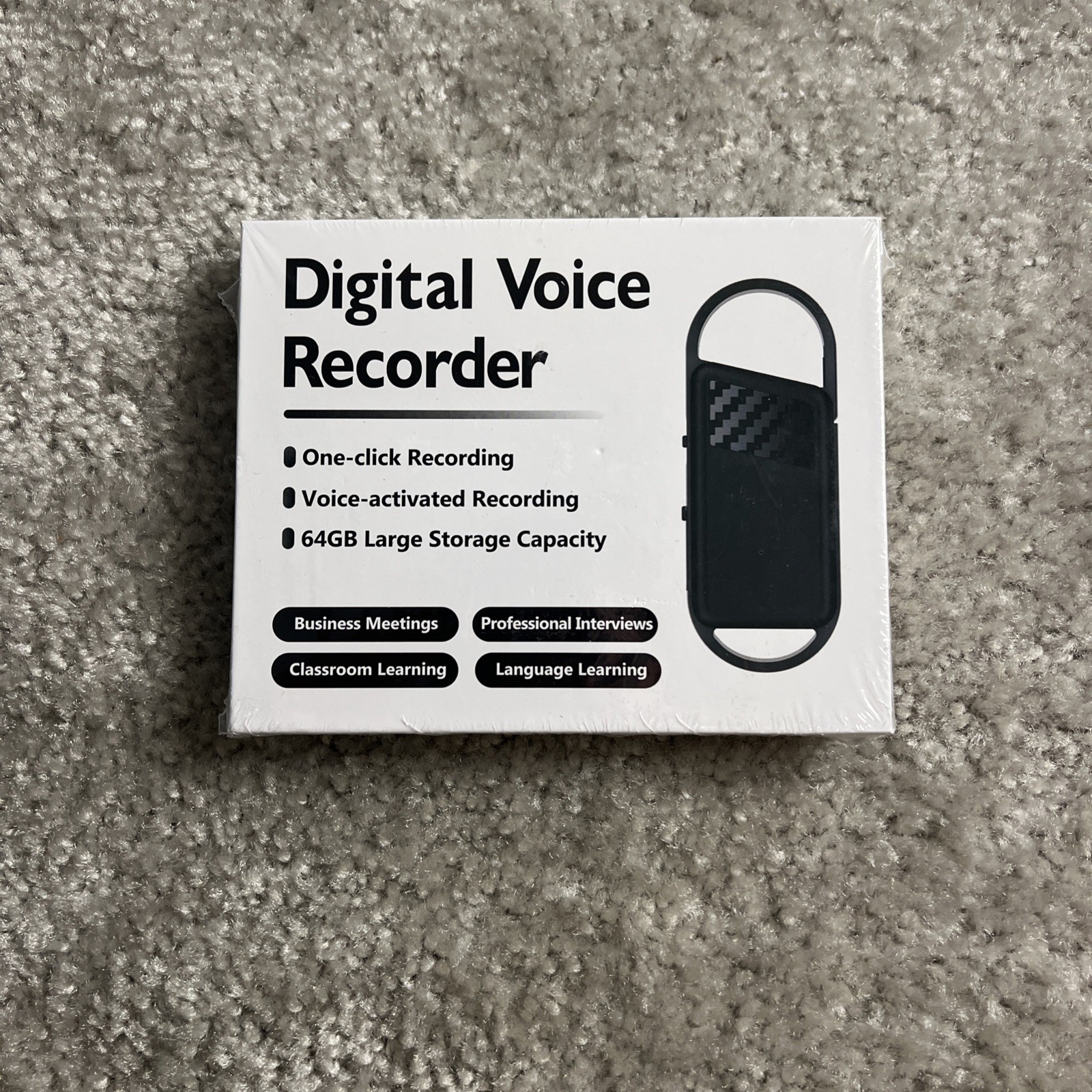 64GB Digital Voice Recorder – One Click – Voice Activated Recording