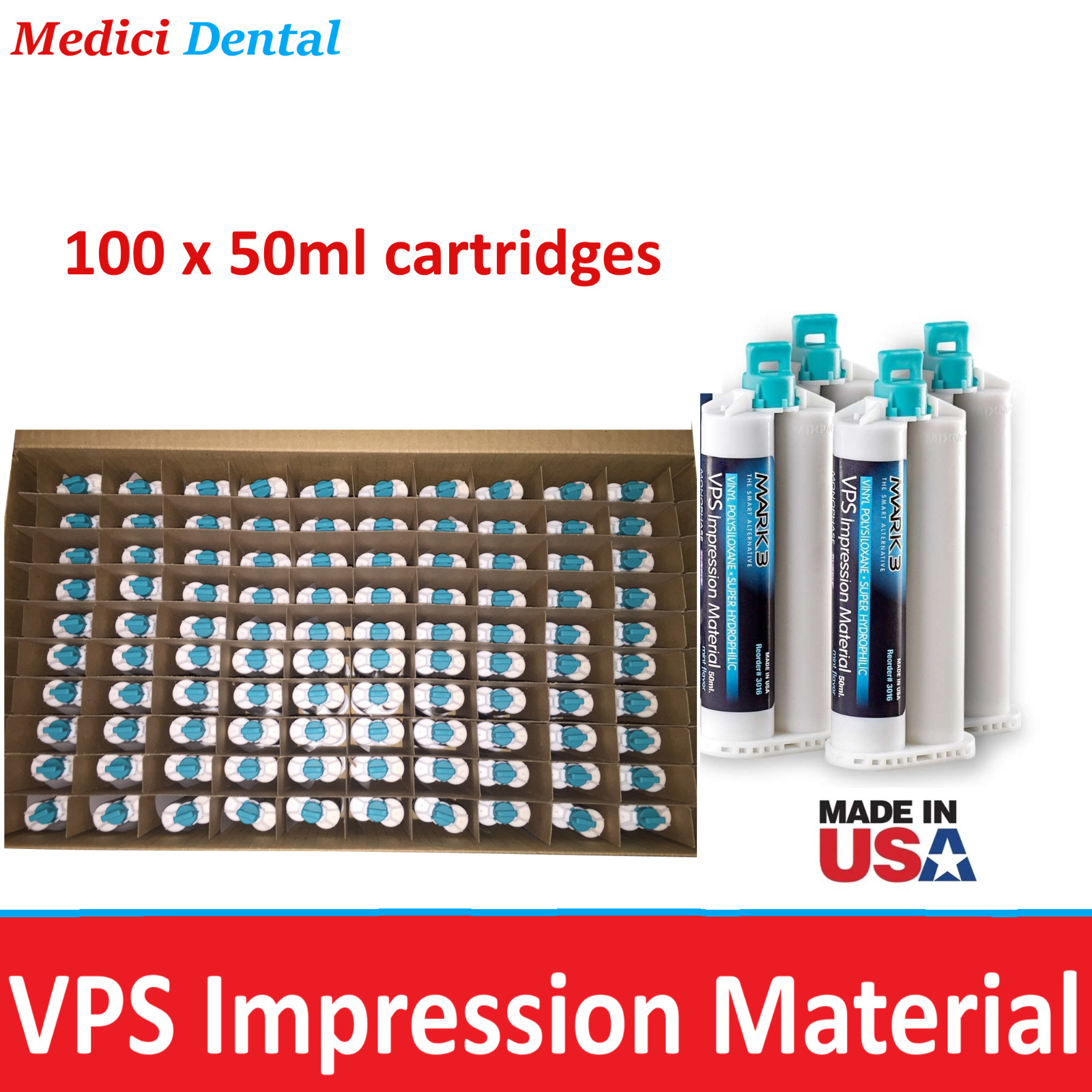 Dental HEAVY BODY FAST SET VPS Impression Material PVS Bulk 100x 50ML Cartridges