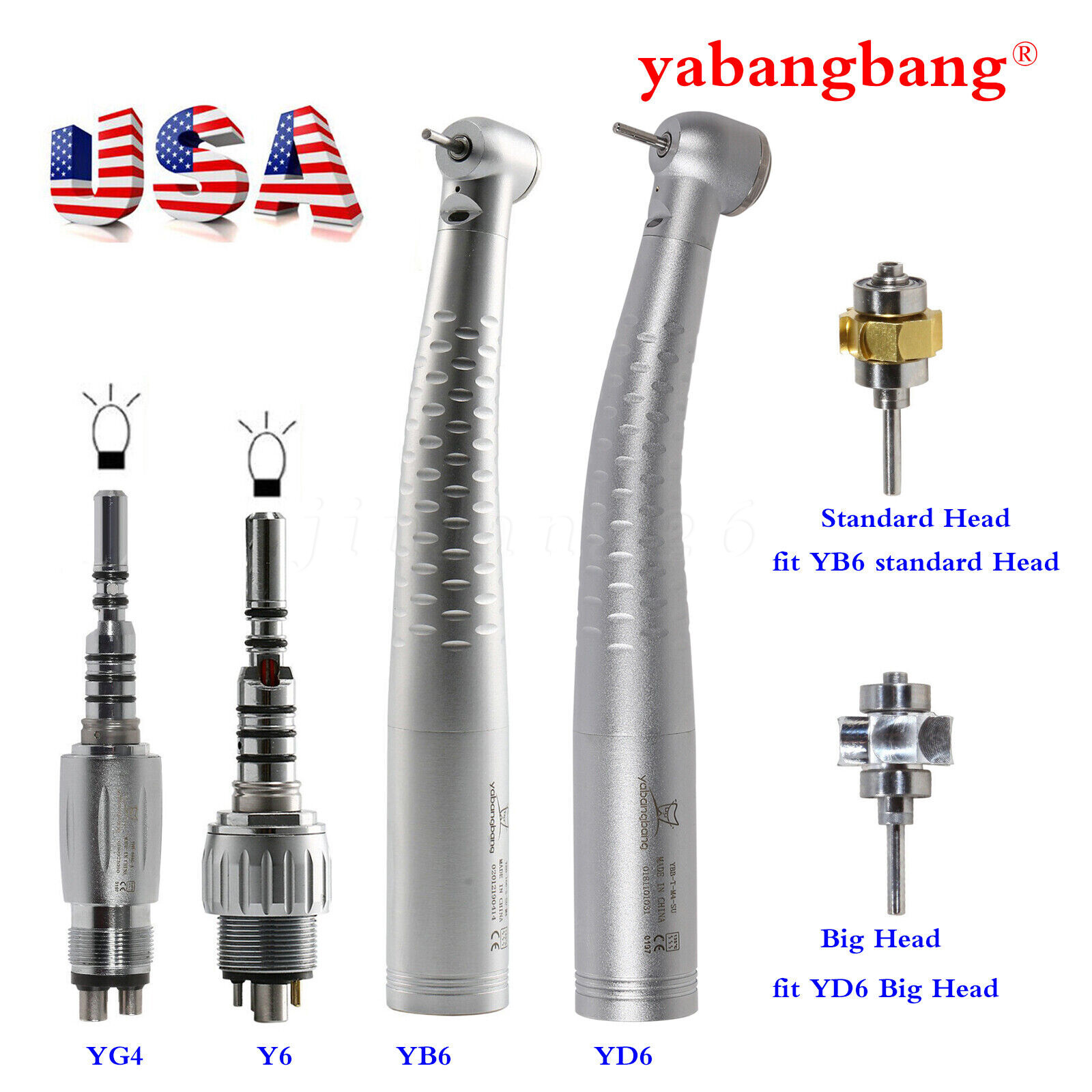 KaVo Type Dental Fiber Optic Handpiece High Speed LED Quick Coupler 4H/6H Swivel
