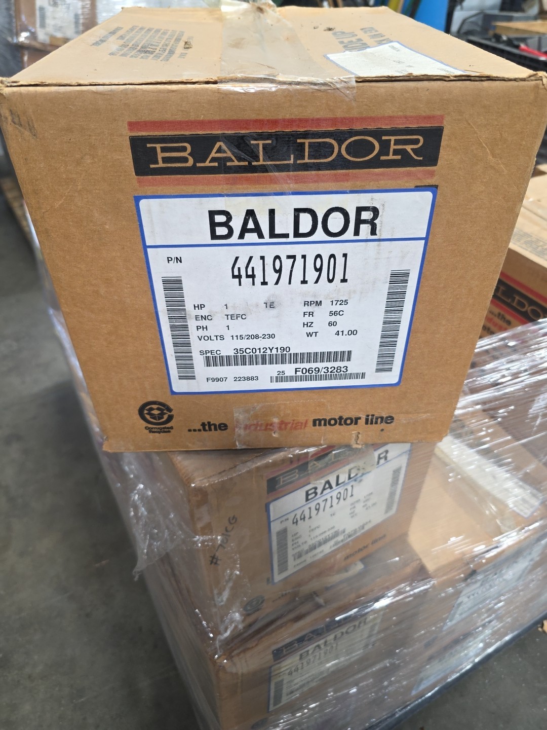 Baldor 441971901 1 Hp 1725 56C 1 Phase AC Motor 115/ 208-230V 35C012Y190