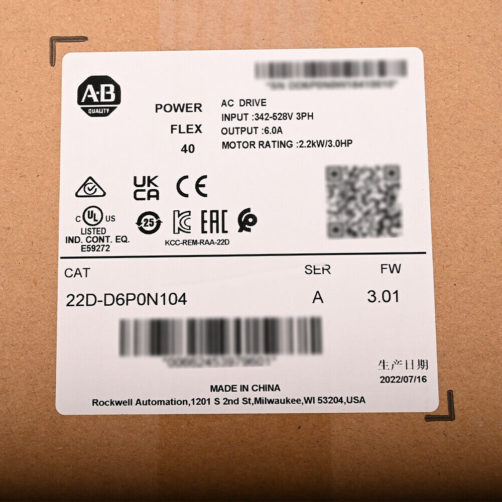 New Allen-Bradley 22D-D6P0N104 PowerFlex 2.2kW 3Hp AC Drive Free Shipping