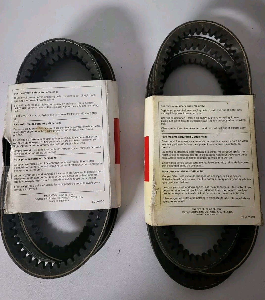 2 PACK OF DAYTON PREMIUM V-BELTS, 2L432G & 2L435G NOS