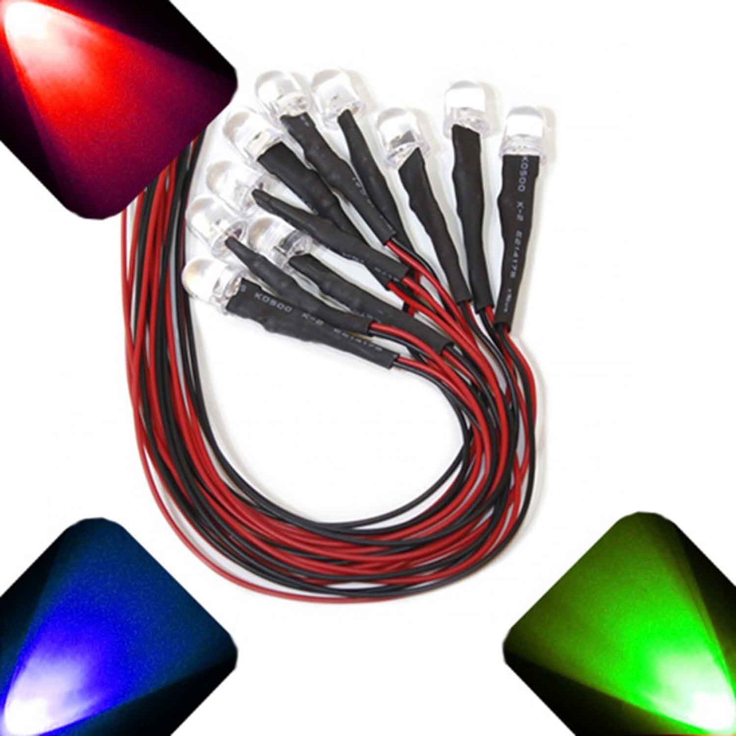 50 x Pre Wired 12v 10mm RGB Fast Change LEDs Prewired 12 volt LED 11v 13v 14v 15