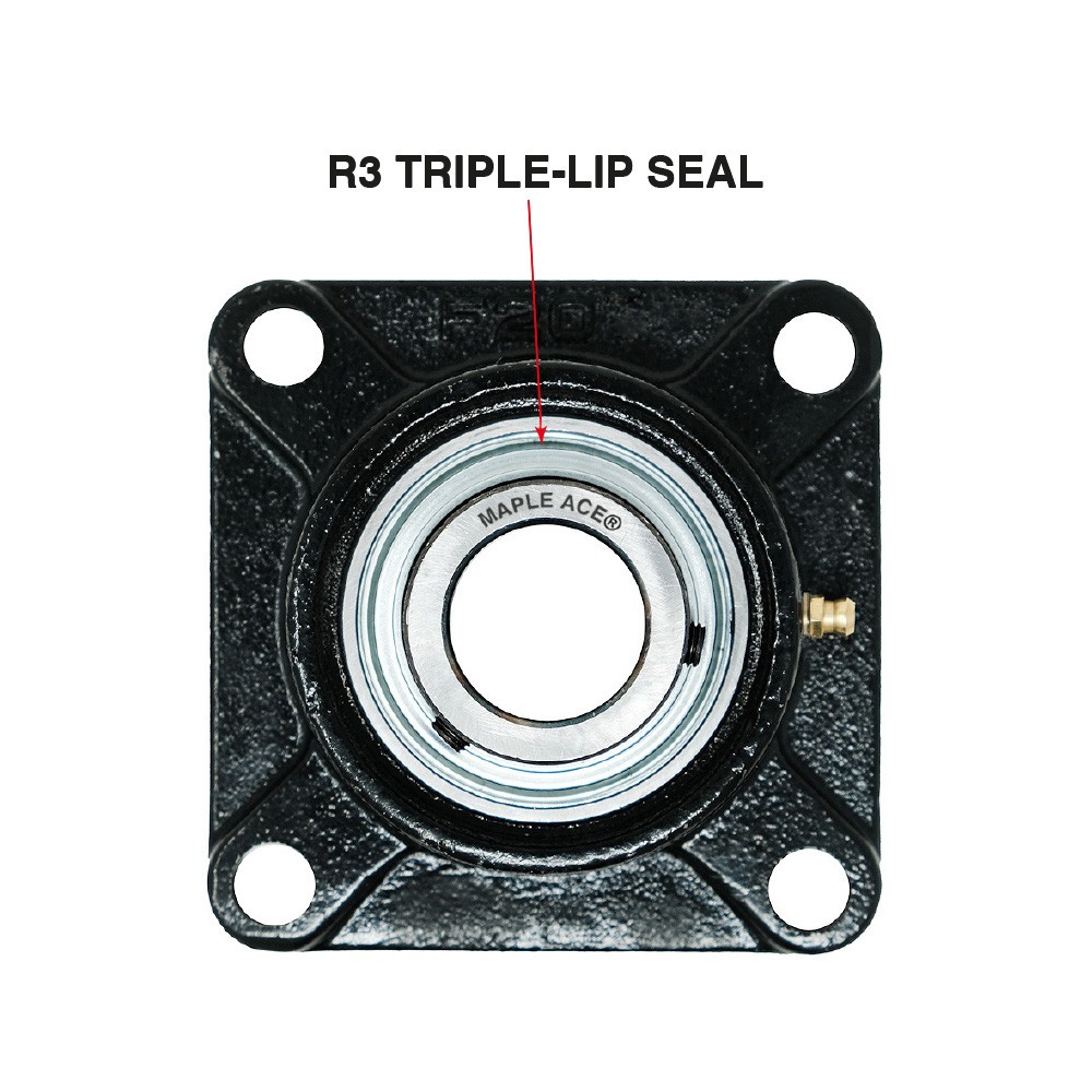 UCF206 Flange Bearing 30mm Bore, 4-Bolt, Solid Base, 3 Lips Seal (Qty 1)