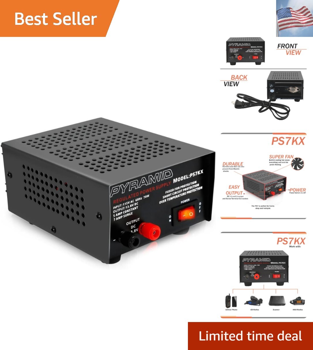 Universal Compact Bench Power Supply – 5 Amp Linear Regulated Home Lab Bencht…