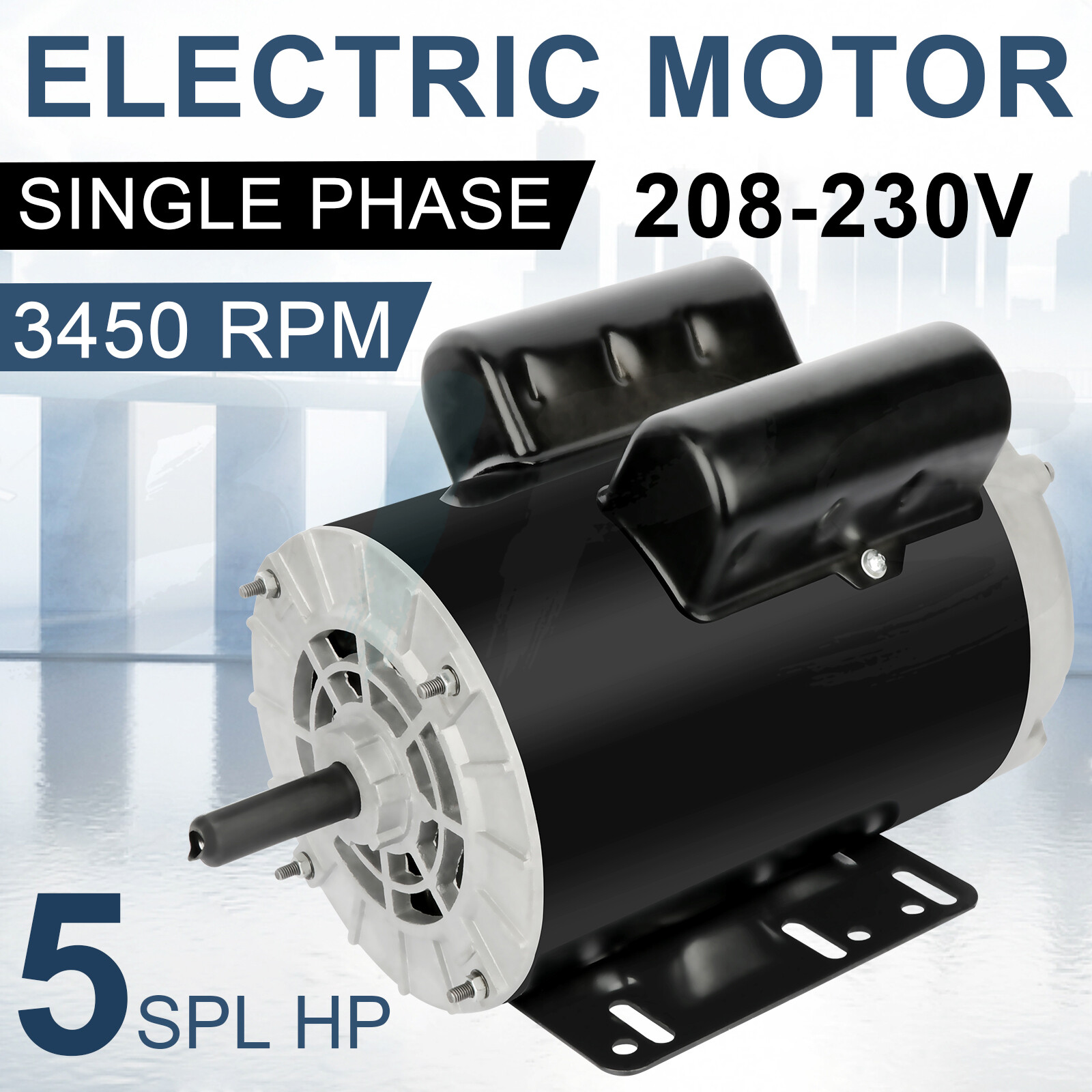 5HP SPL Air Compressor Electric Motor 1 Phase 3450 RPM 56 Frame 5/8″ Shaft ODP