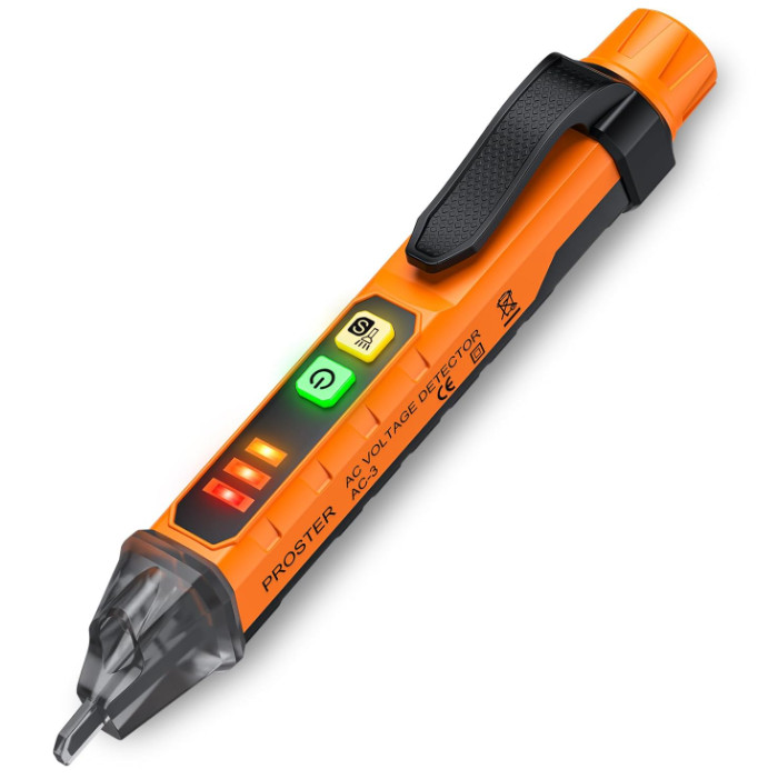 Detector de Voltaje Sin Contacto 12-1000V con Linterna y 3 Niveles. Nuevo