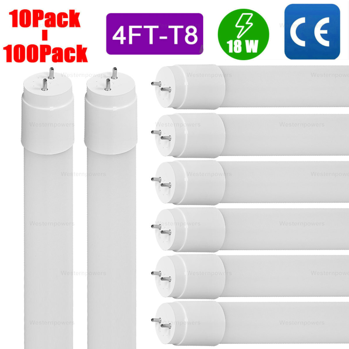 10-100 Pack 18W 48 inch 4ft LED Fluorescent Tube Light Bulb G13 T8 lamp fixture