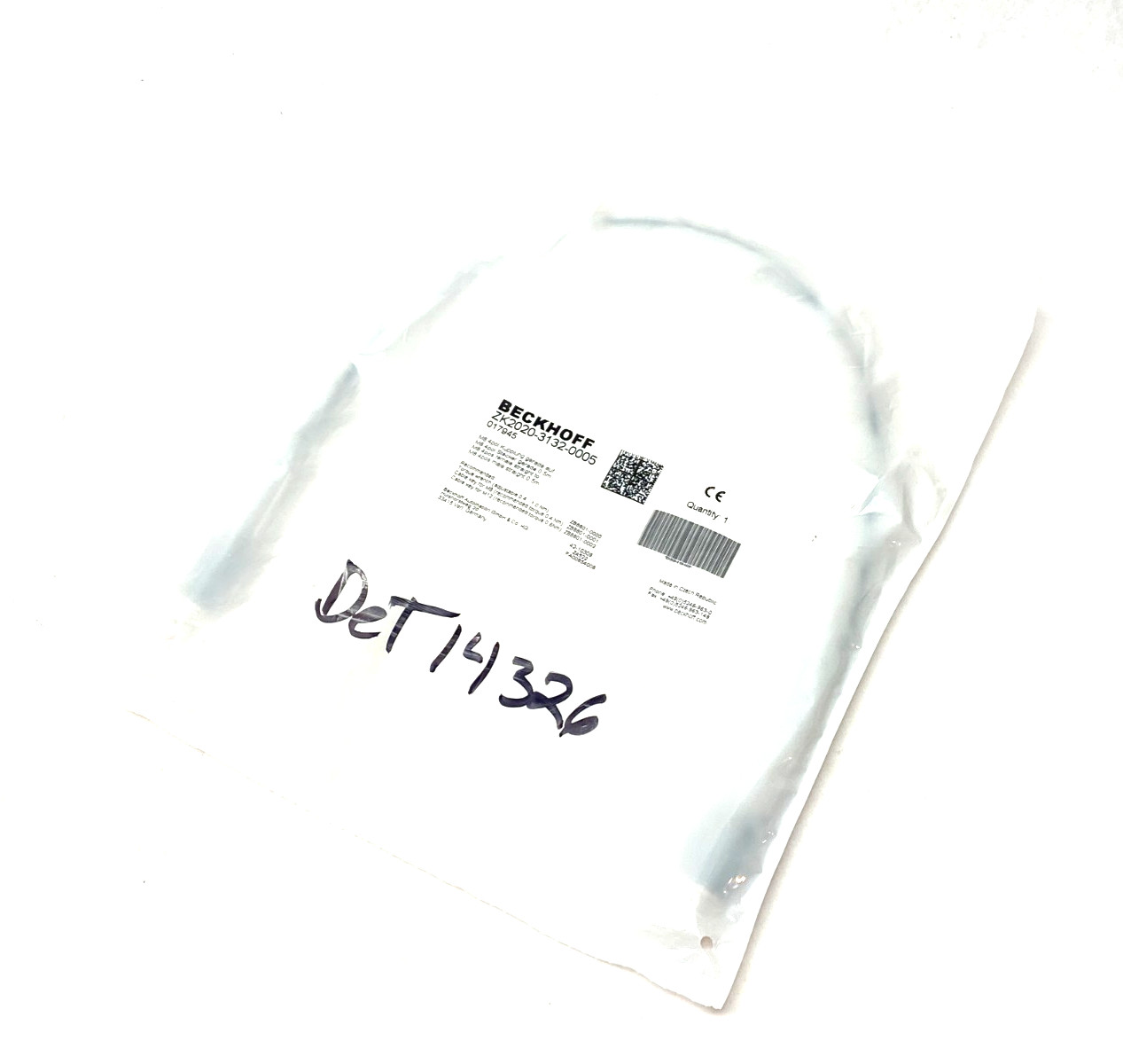 Beckhoff ZK2020-3132-0005 Double Ended Power Cable M8 4-Pos Male to Female