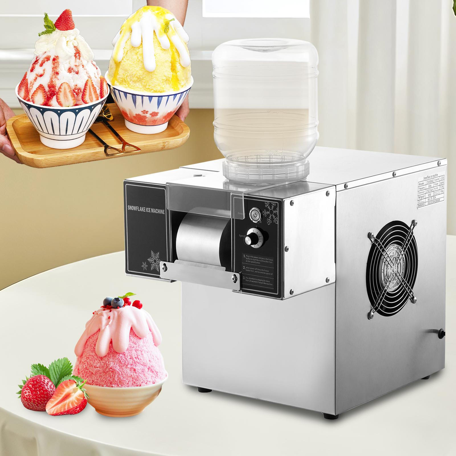Commercial Snowflake Machine Ice Shaver Snow Cone Shaving Maker Adjustable Speed