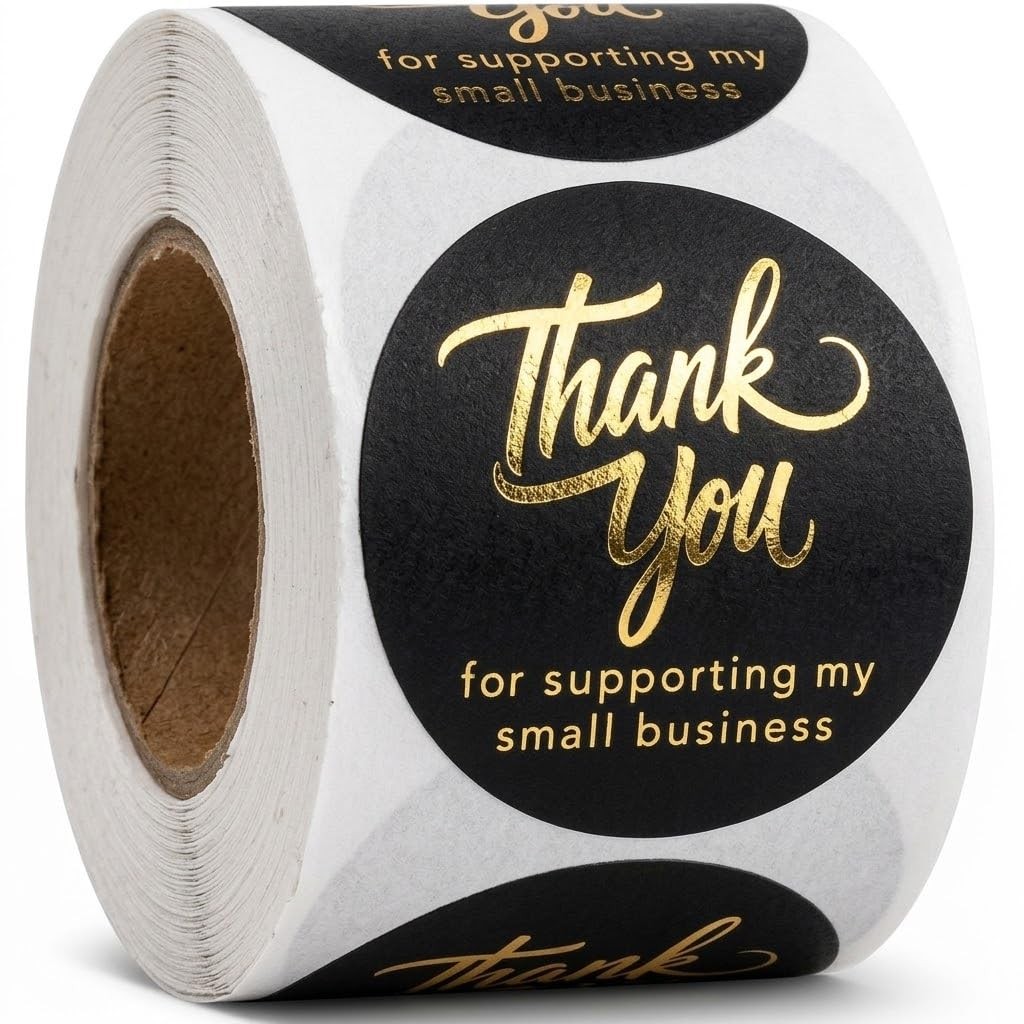 500 Thank You for Supporting My Small Business Stickers – 1.5 Inch, Black 1