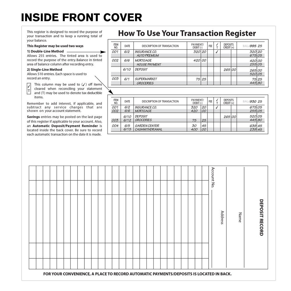 1 Checkbook Transaction Registers 2025 2026 2027 Calendar Check Book Register