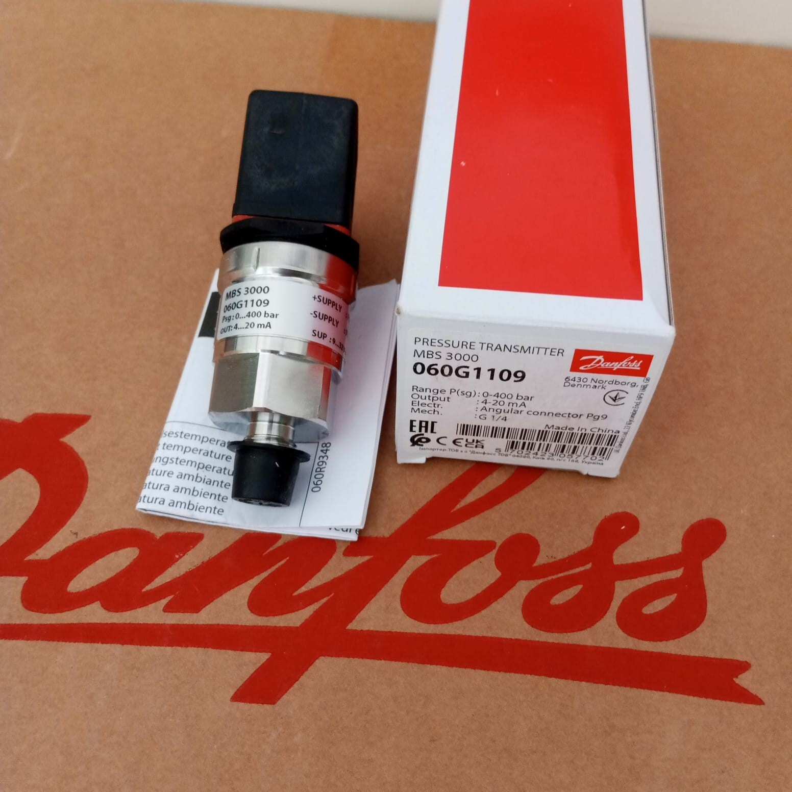 1PC- Danfoss 060G1109 Pressure transmitter, MBS 3000, 0.00bar – 400.00bar- NEW