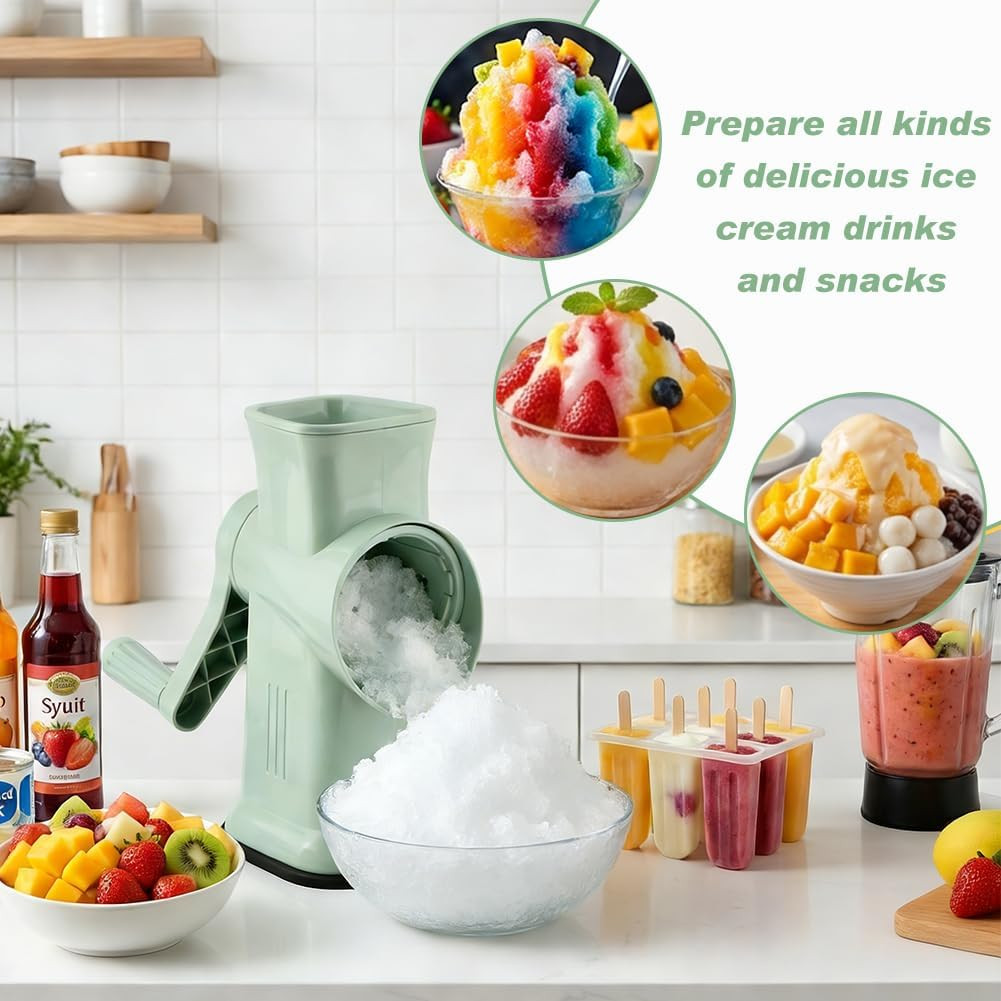 Home Use Rotary Ice Shaver with Handle Manual Hand Crank Snow Cone Maker Machine