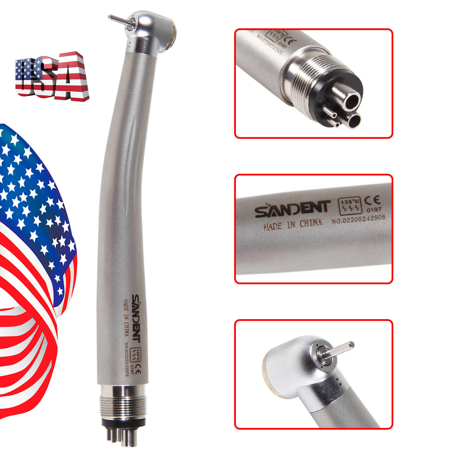 Dental 45 Degree Surgical High Speed Handpiece / LED E-generator 2/4 Holes NSK