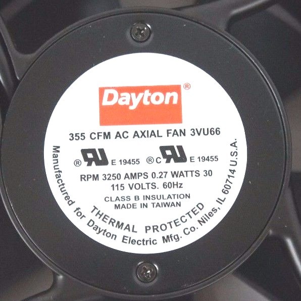 NIB DAYTON 3VU66 AC AXIAL FAN 355 CFM 3250 RPM, 0.27AMP, 30WATT, 115V