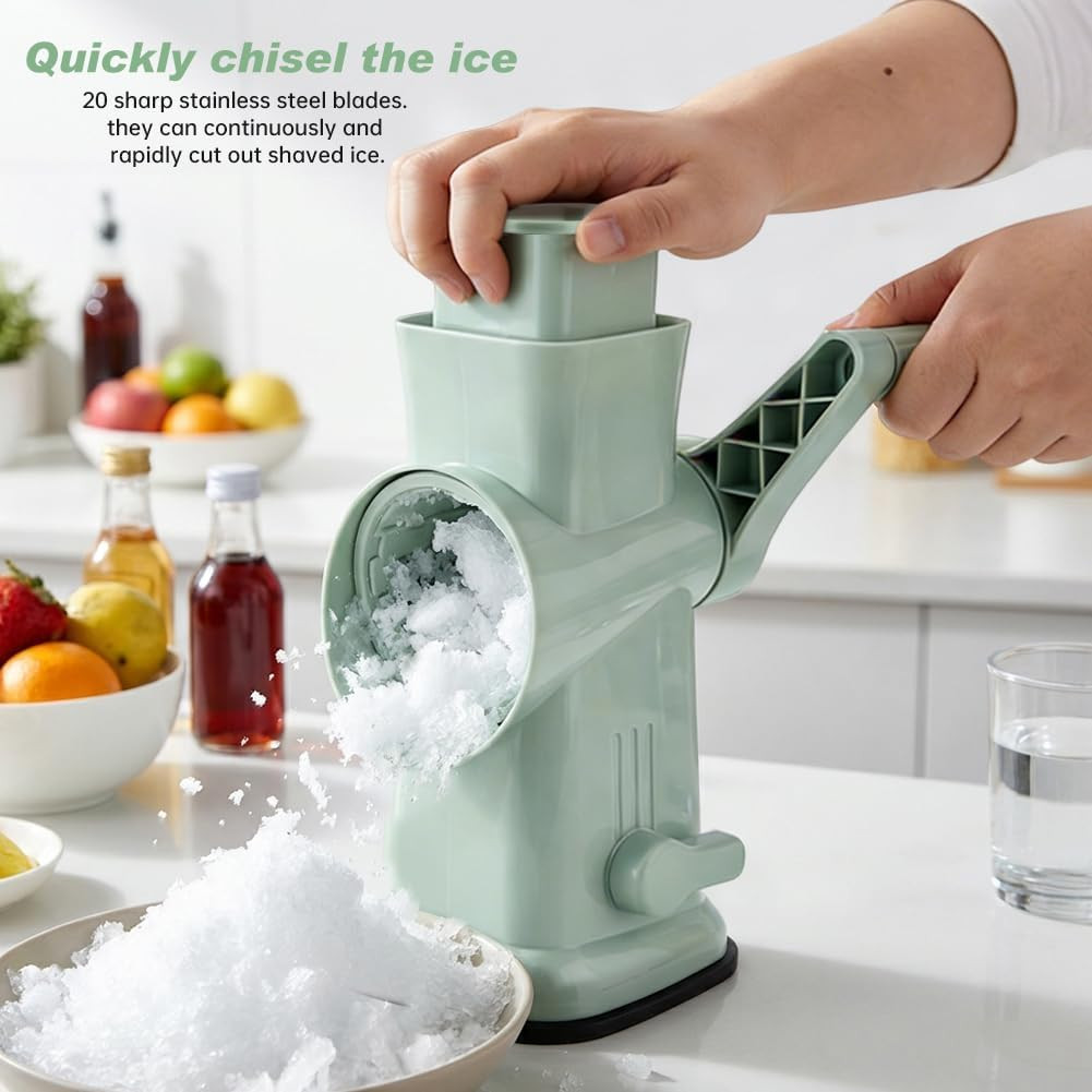 Home Use Rotary Ice Shaver with Handle Manual Hand Crank Snow Cone Maker Machine