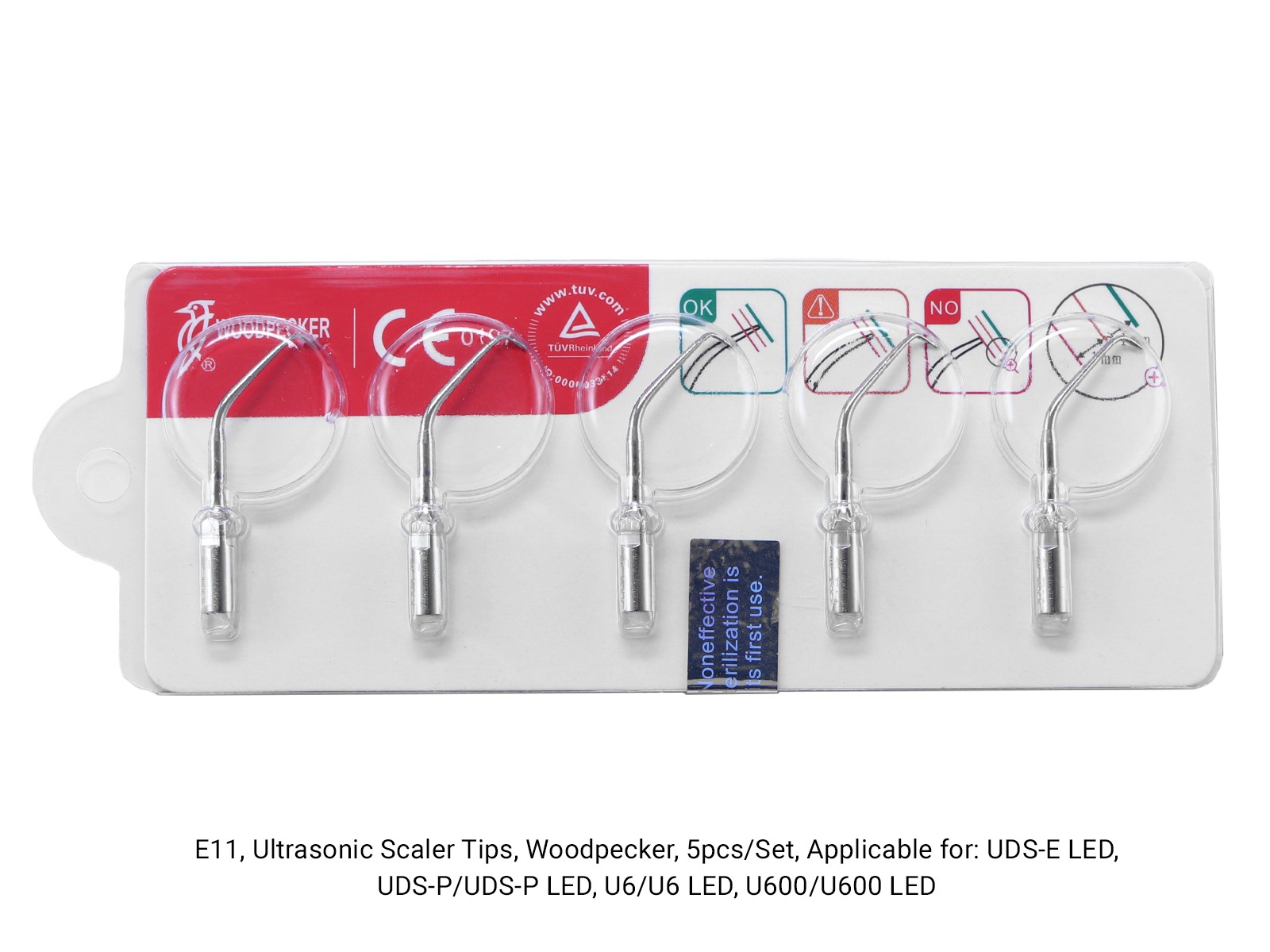 5PCS Woodpecker E11 Ultrasonic Scaler Tips Set Original Scaling Perio UDS-P/LED