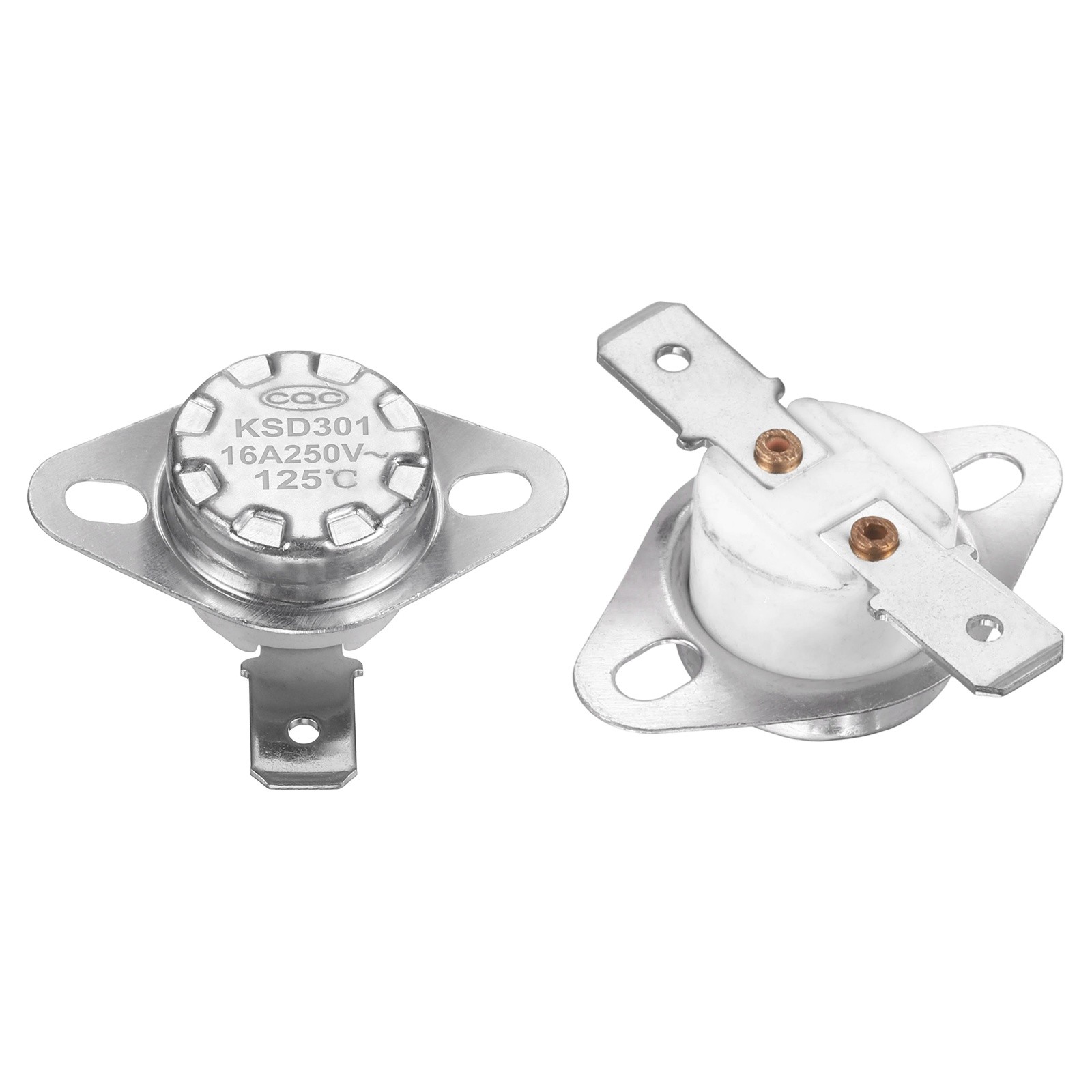 2Pcs KSD301 Thermostat 125°C/257°F 16A 250V Normally Closed N.C Switch, Ceramic