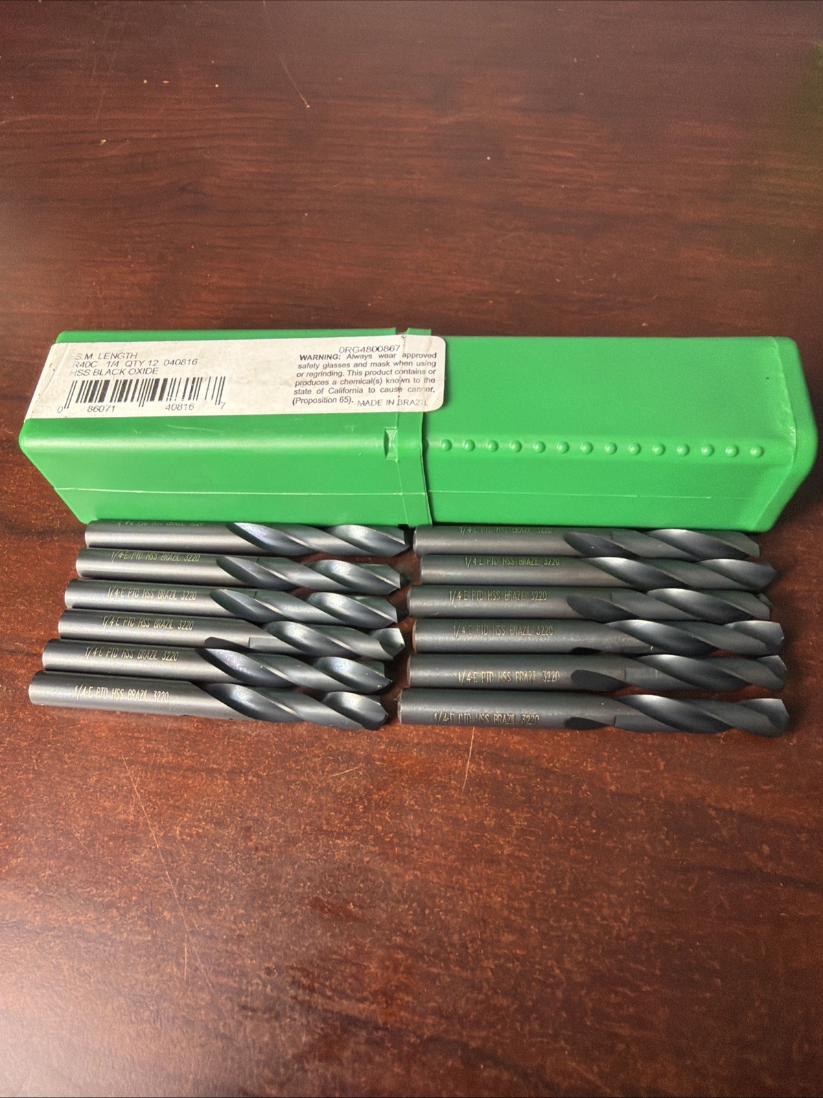 12 Pack Precision Twist Drill 1/4” 040816 Screw Machine Length HSS Black Oxide