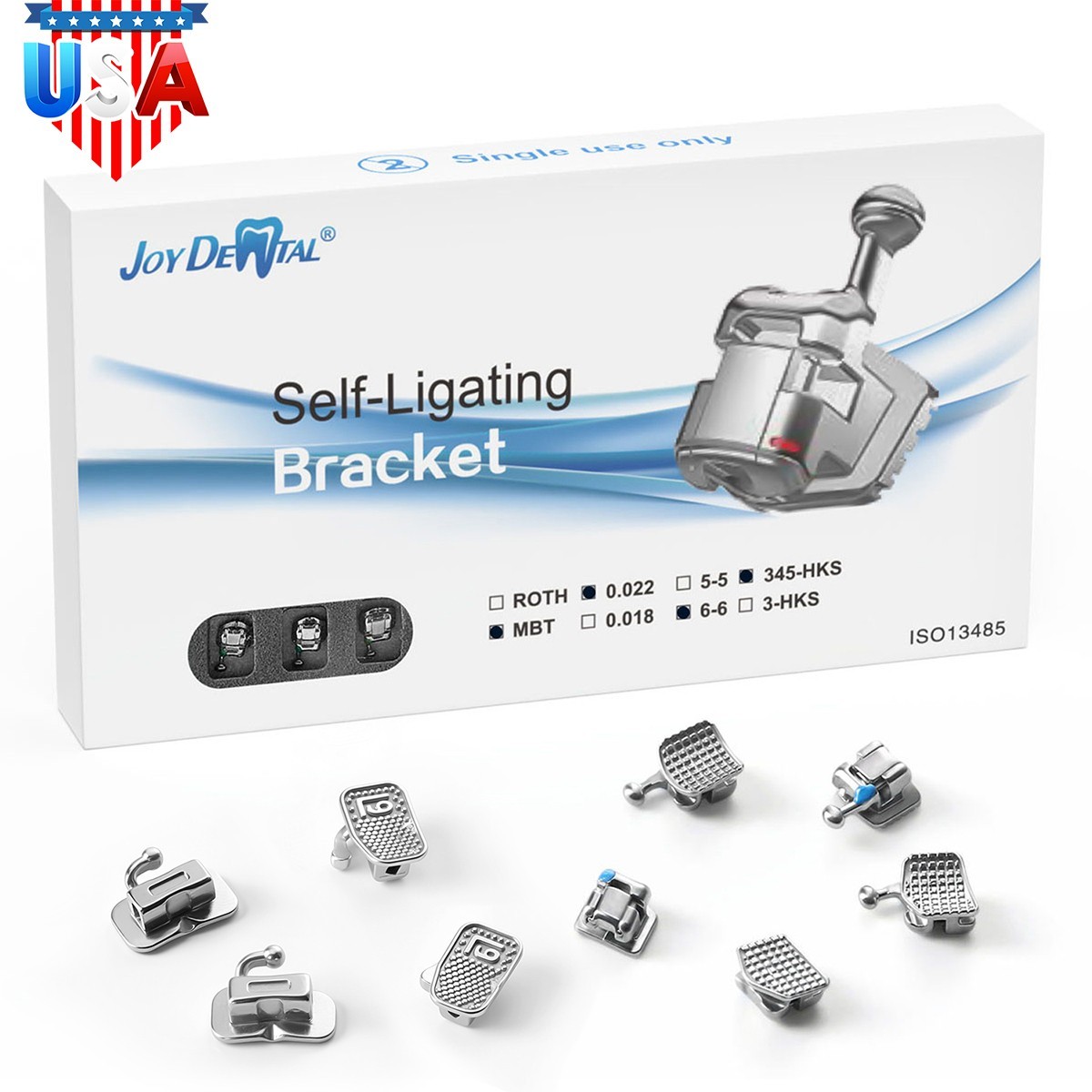 AZDENT Dental Ortho MIM Self Ligating Bracket Mini Roth.022 Hooks +Buccal Tube