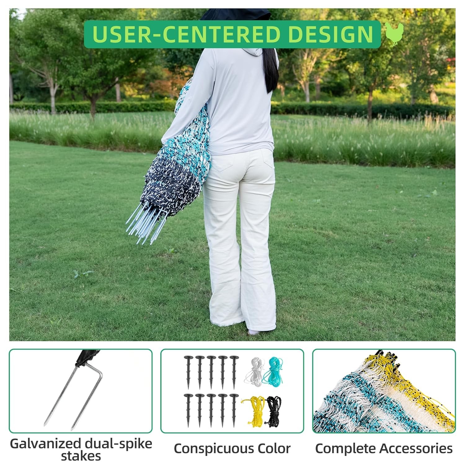 Portable Electric Poultry Netting Fence Nets Mesh 41.5″ H x 164′ L for Farms