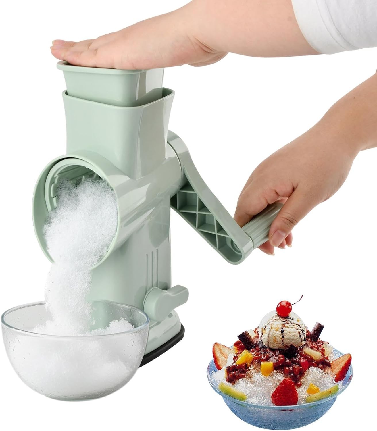 Home Use Rotary Ice Shaver W/ Handle Manual Hand Crank Snow Cone Maker Machine