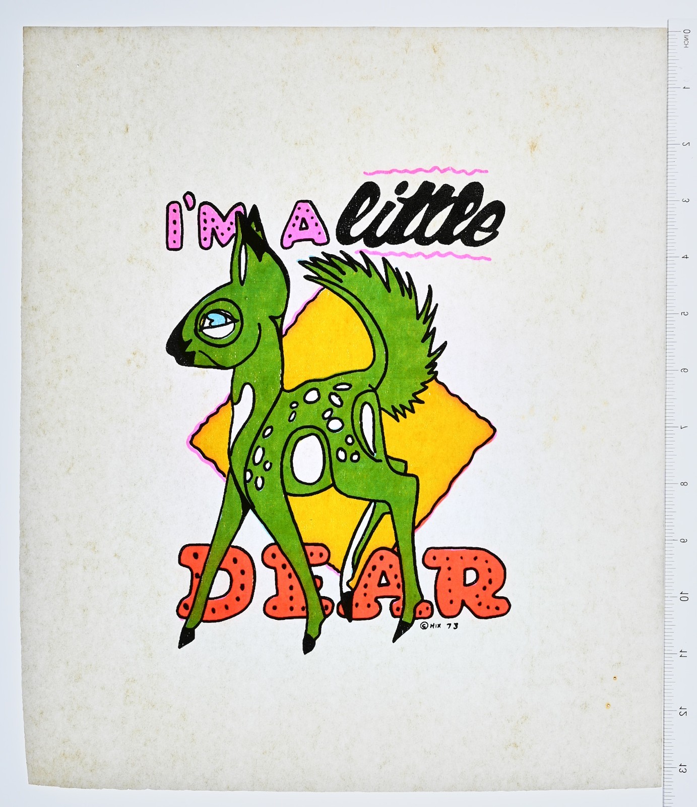 Original VINTAGE 1970s Heat Transfer | I’m A Little Dear Cartoon Deer