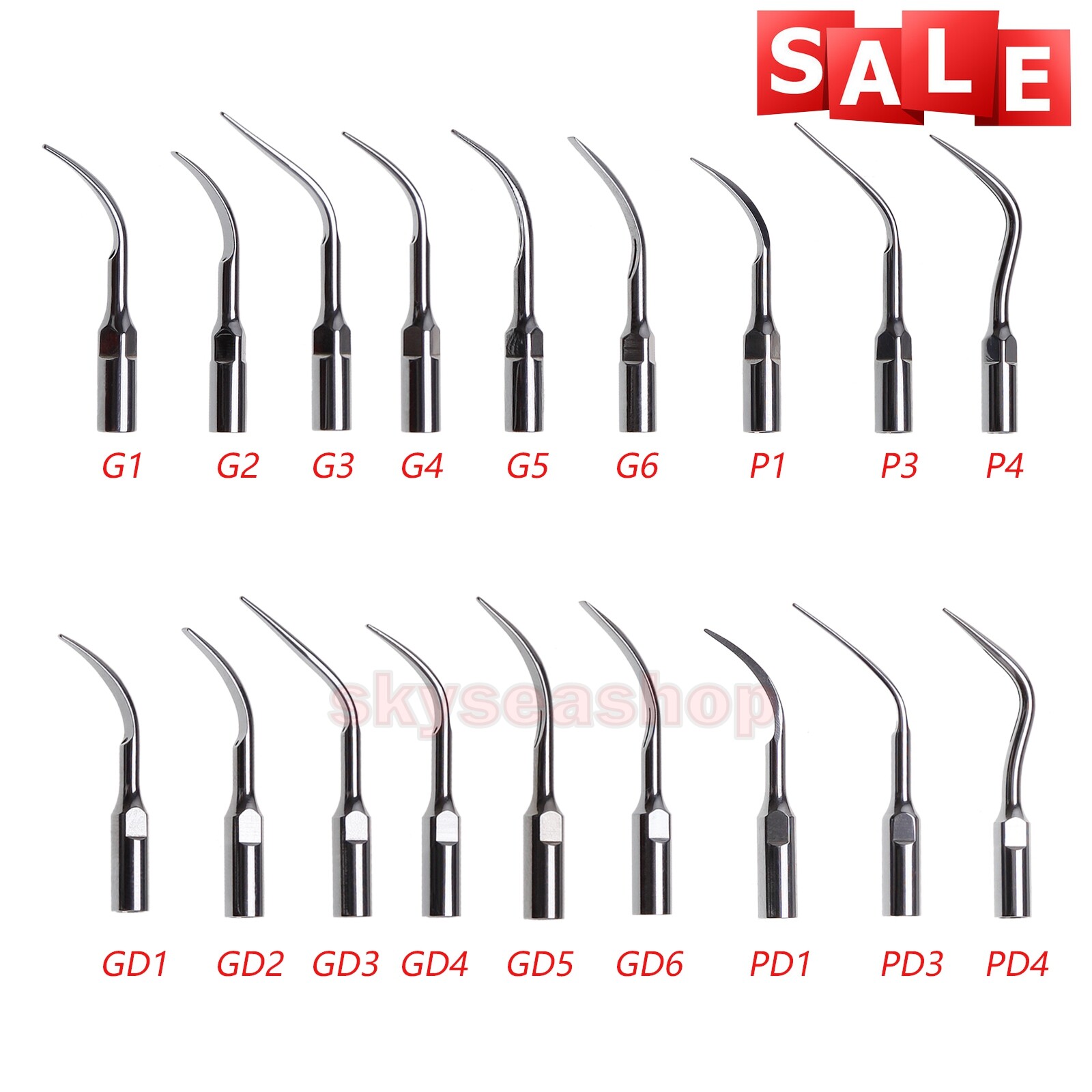 10× Dental Ultrasonic Piezo Scaler Tips fit Woodpecker EMS DTE SATELEC Handpiece